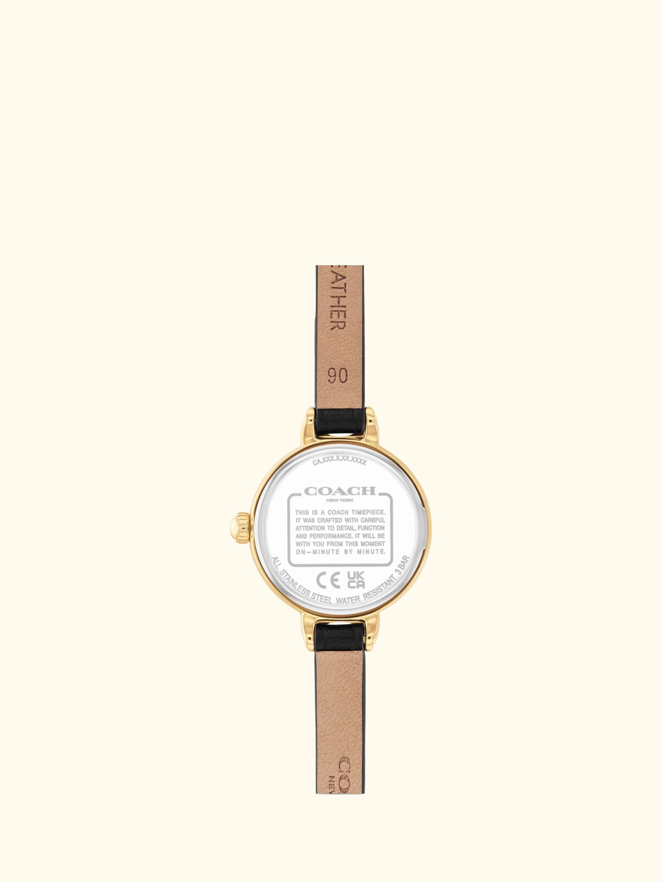 14504654 Women's Leather Strap Watch, Black