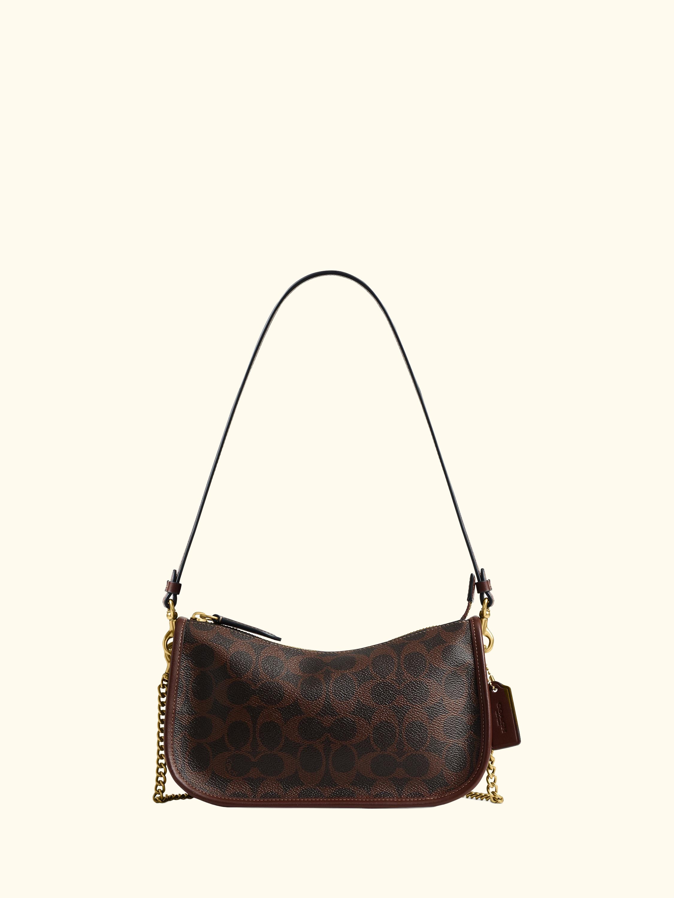 Waverly Canvas and Leather Signature Shoulder Bag, Maple