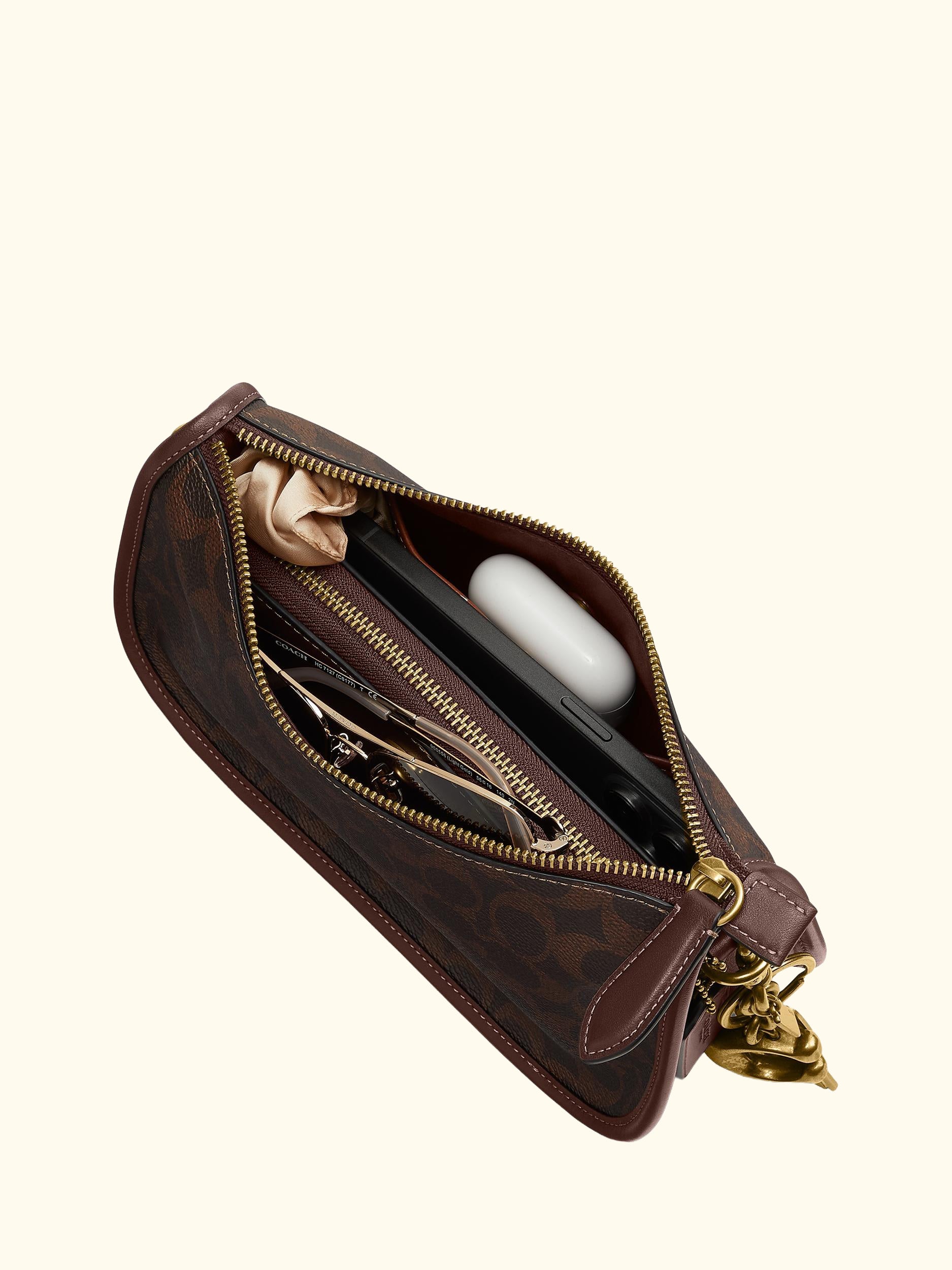 Waverly Canvas and Leather Signature Shoulder Bag, Maple
