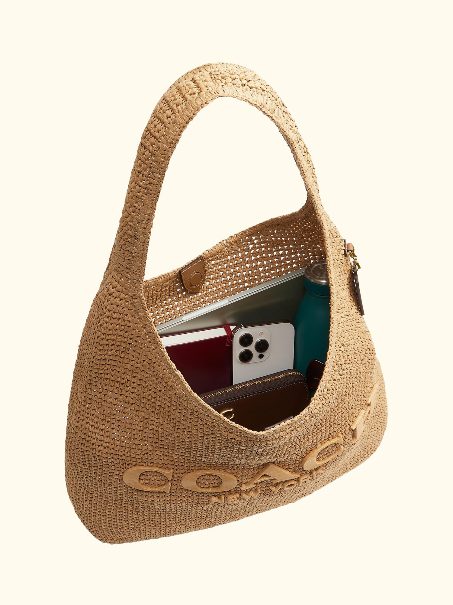 Brooklyn 39 Straw Hobo Bag, Natural