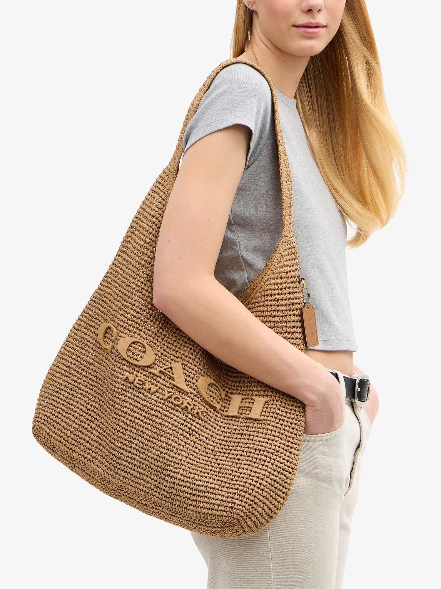 Brooklyn 39 Straw Hobo Bag, Natural