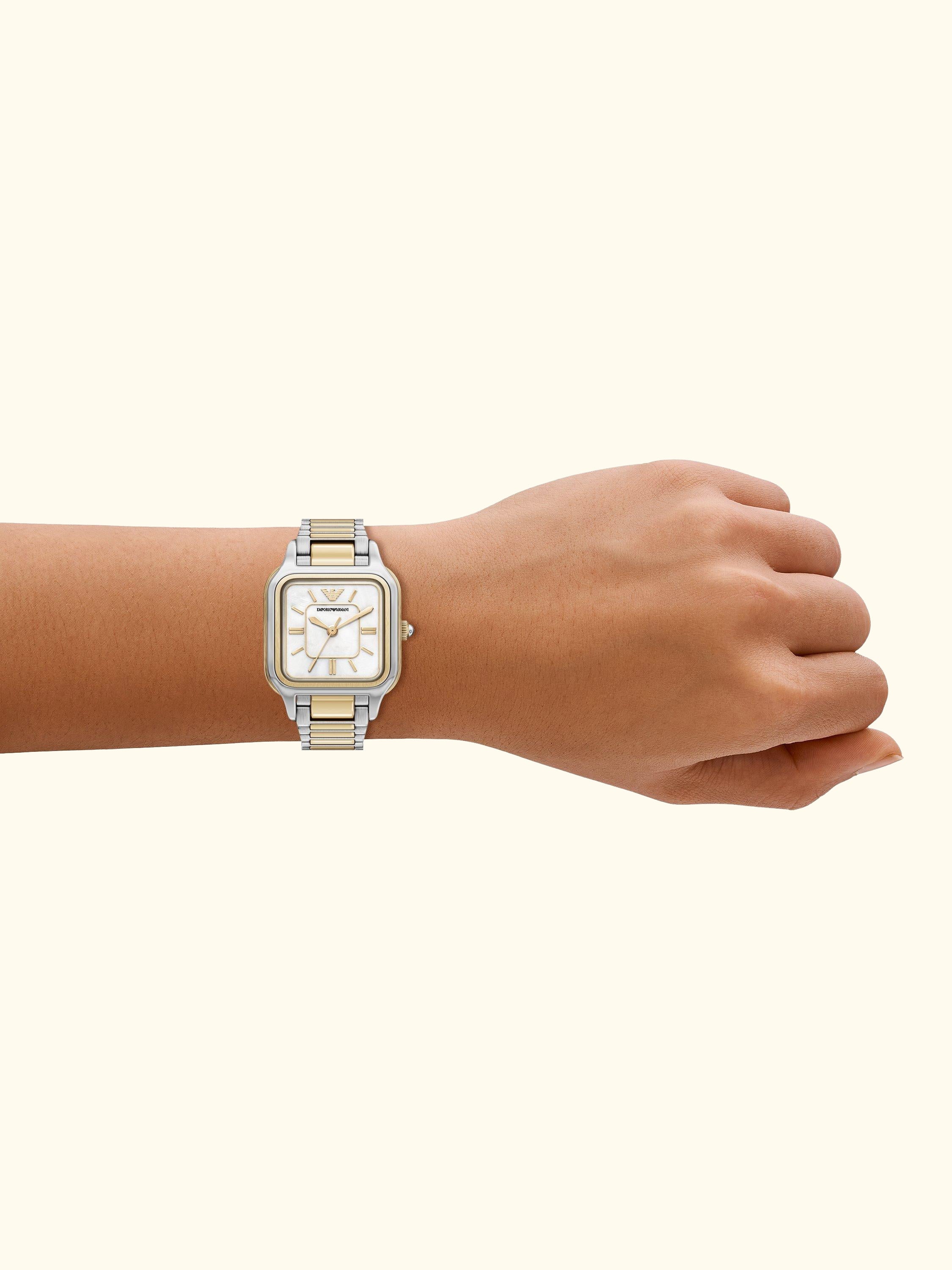 AR11745 Women's Mother of Pearl Dial Bracelet Strap Watch, 2-tone