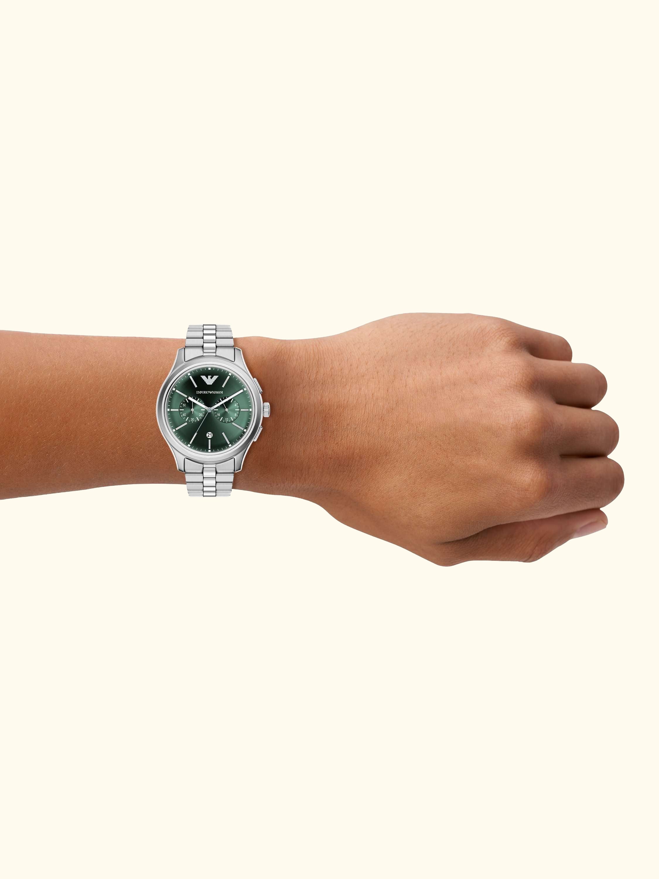 AR11746 Men's Japanese Movement Bracelet Strap Watch, Silver