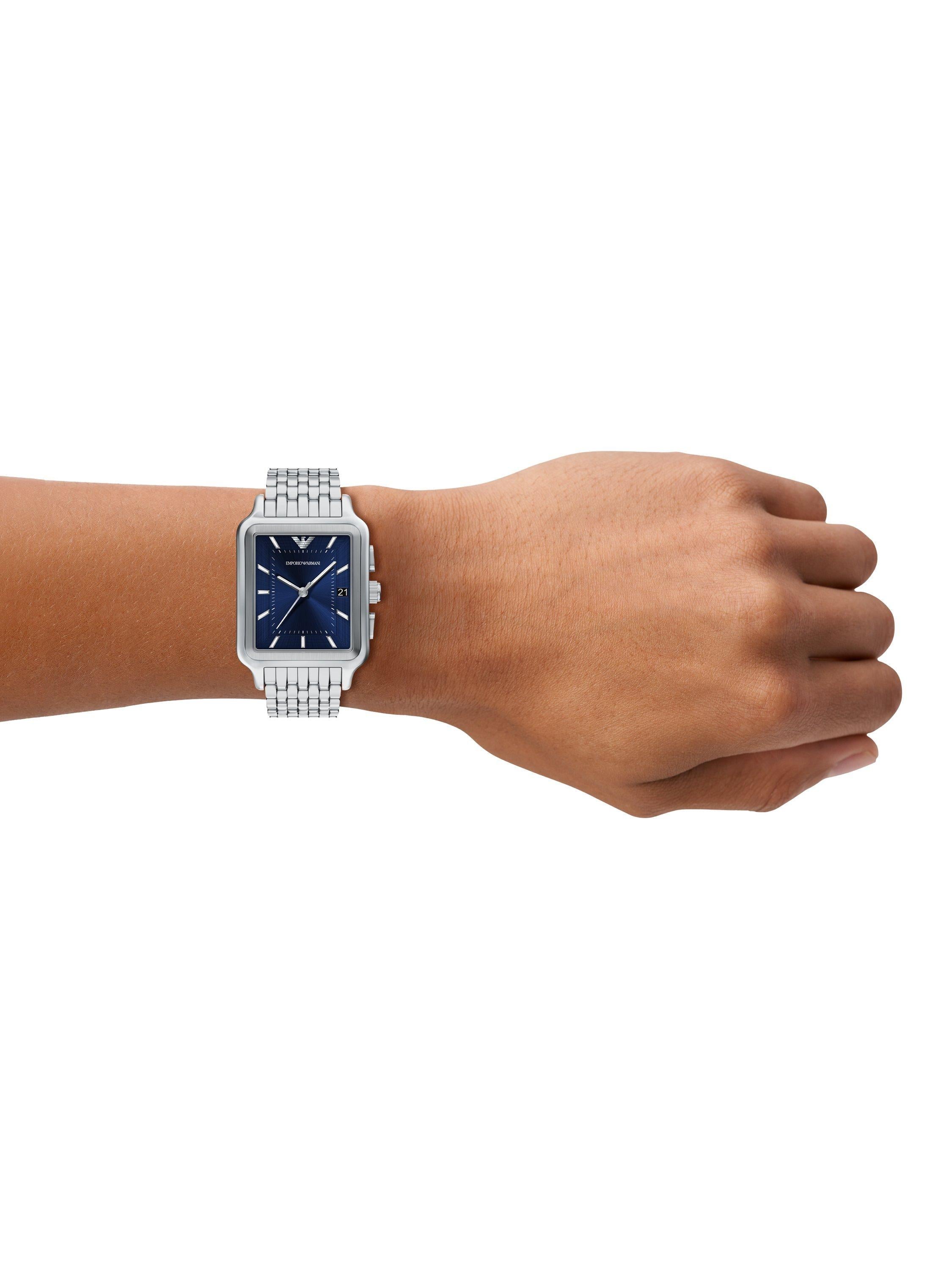 AR11754 Men's Japanese Movement Bracelet Strap Watch, Silver