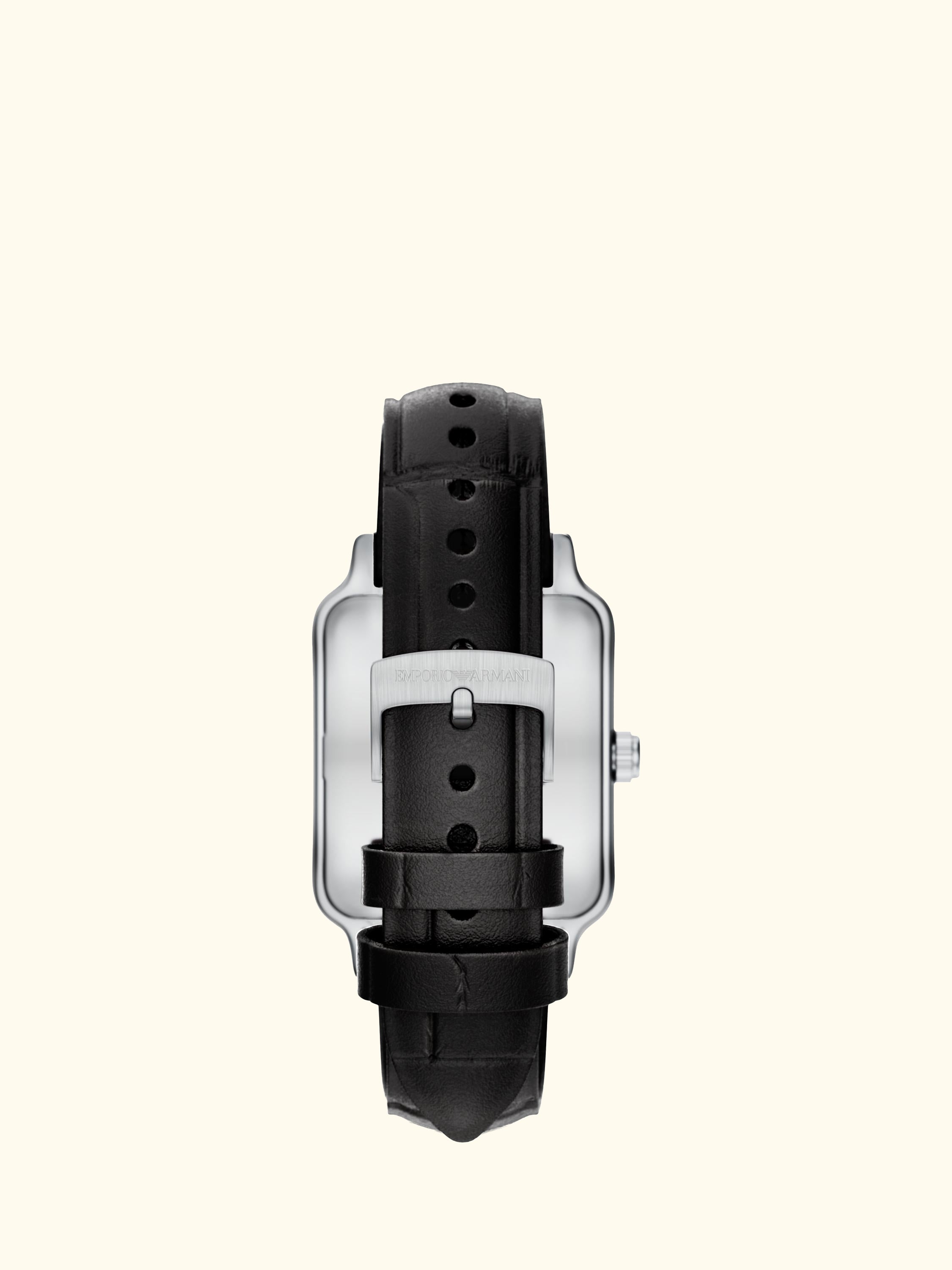 AR11756 Men's Japanese Movement Leather Strap Watch, Silver And Brown