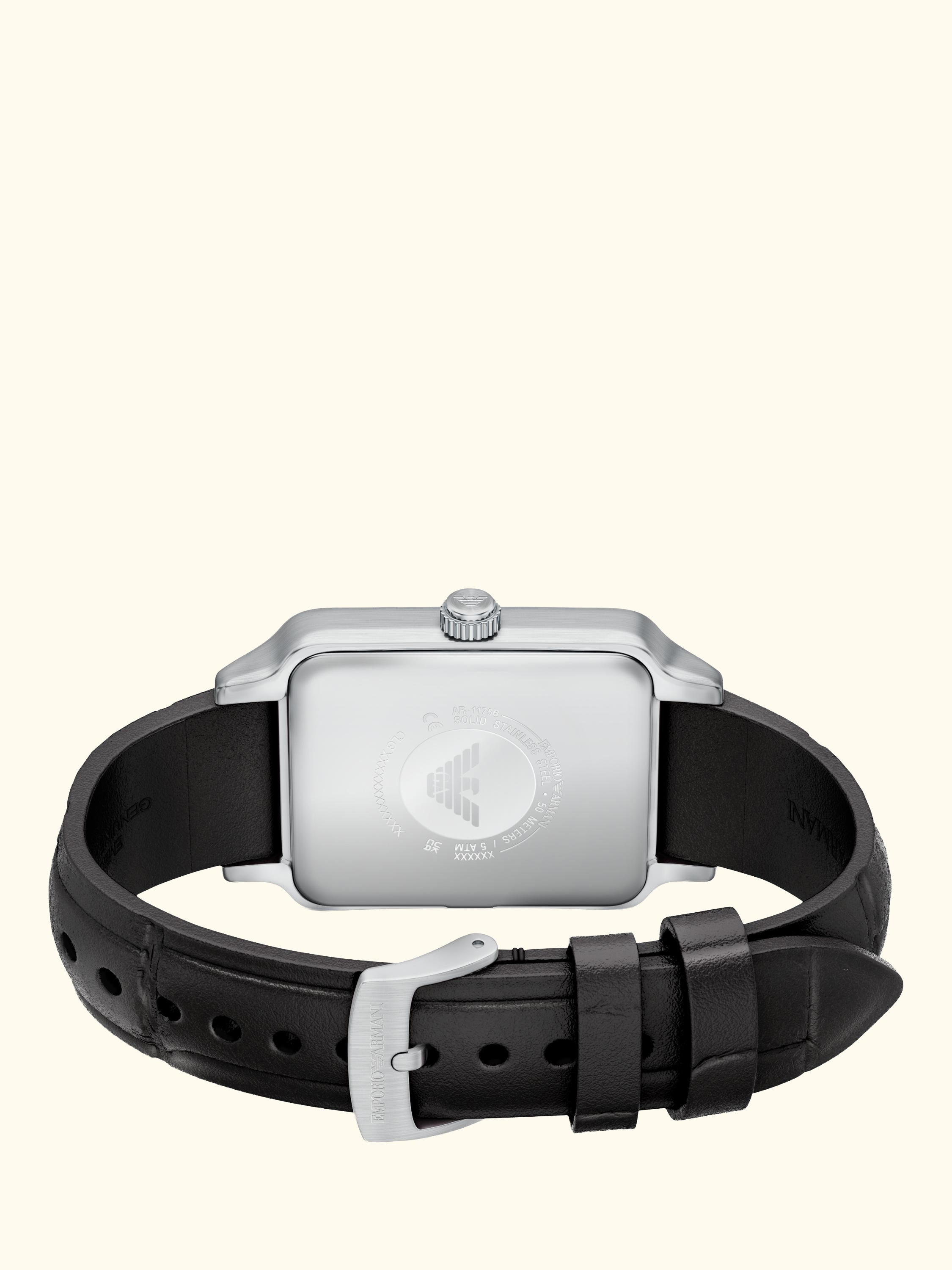 AR11756 Men's Japanese Movement Leather Strap Watch, Silver And Brown