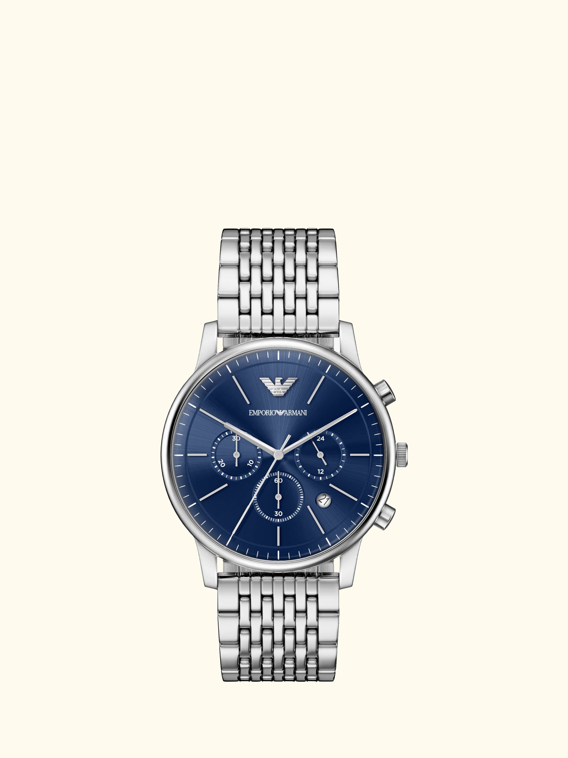 AR11771 Men's Date Bracelet Strap Watch, Silver