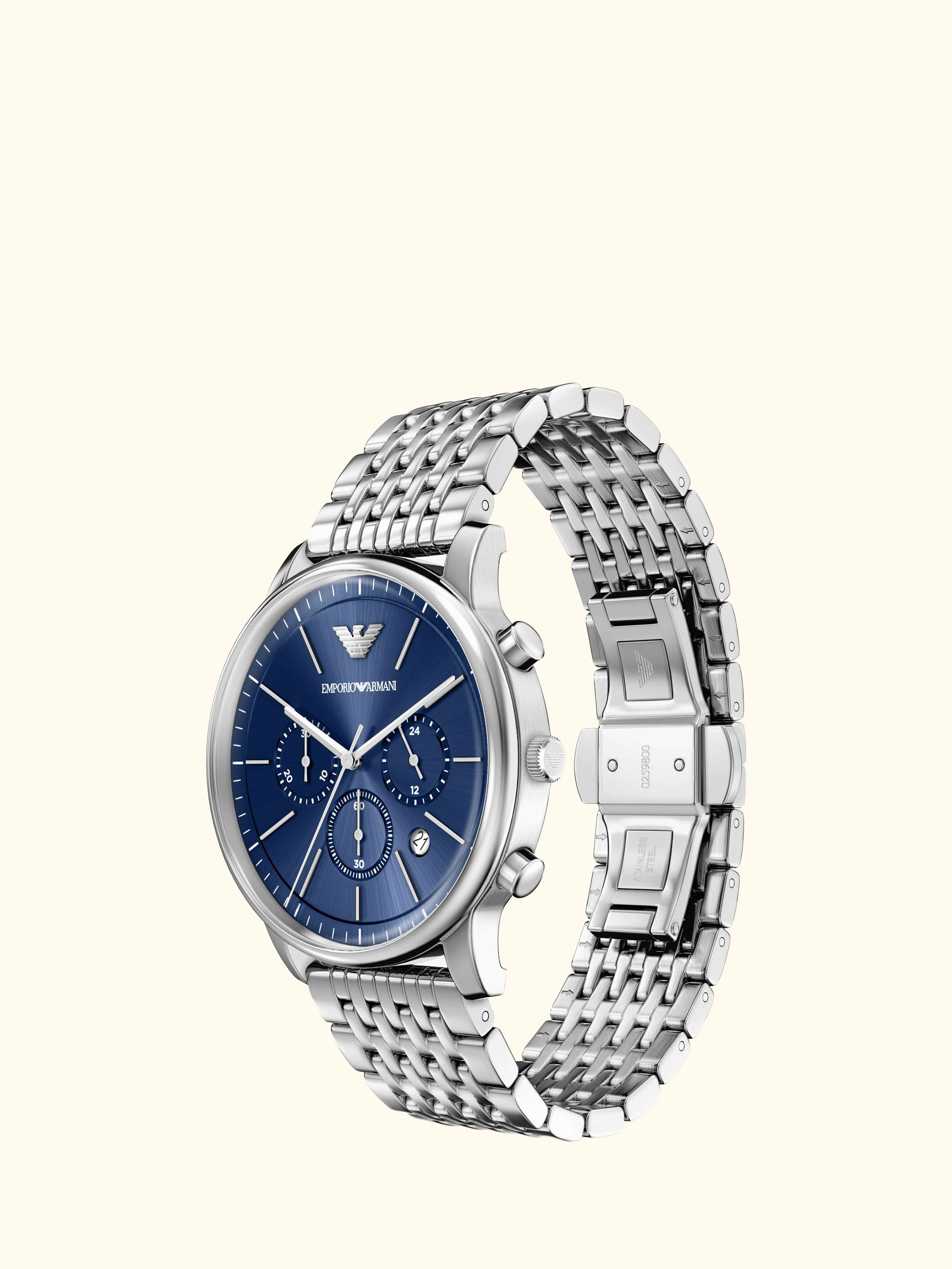 AR11771 Men's Date Bracelet Strap Watch, Silver