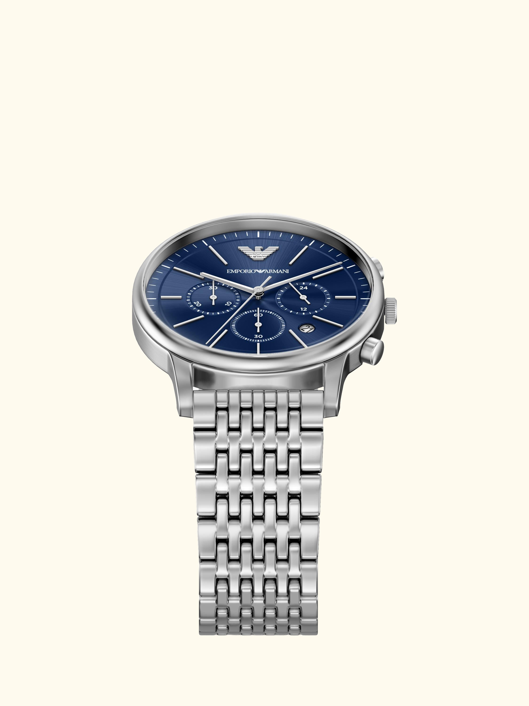 AR11771 Men's Date Bracelet Strap Watch, Silver