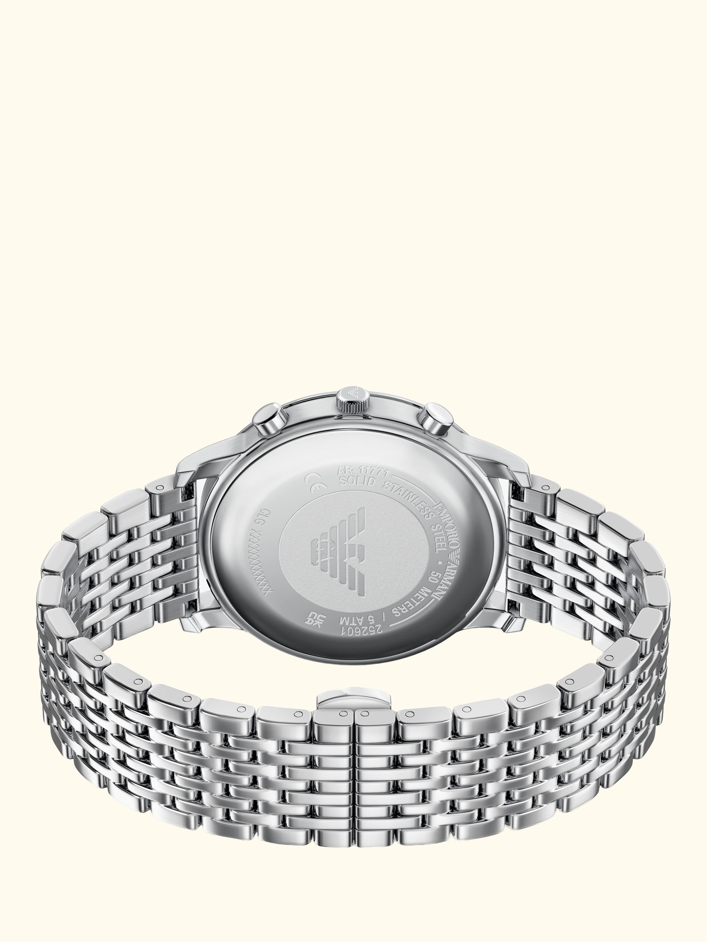AR11771 Men's Date Bracelet Strap Watch, Silver