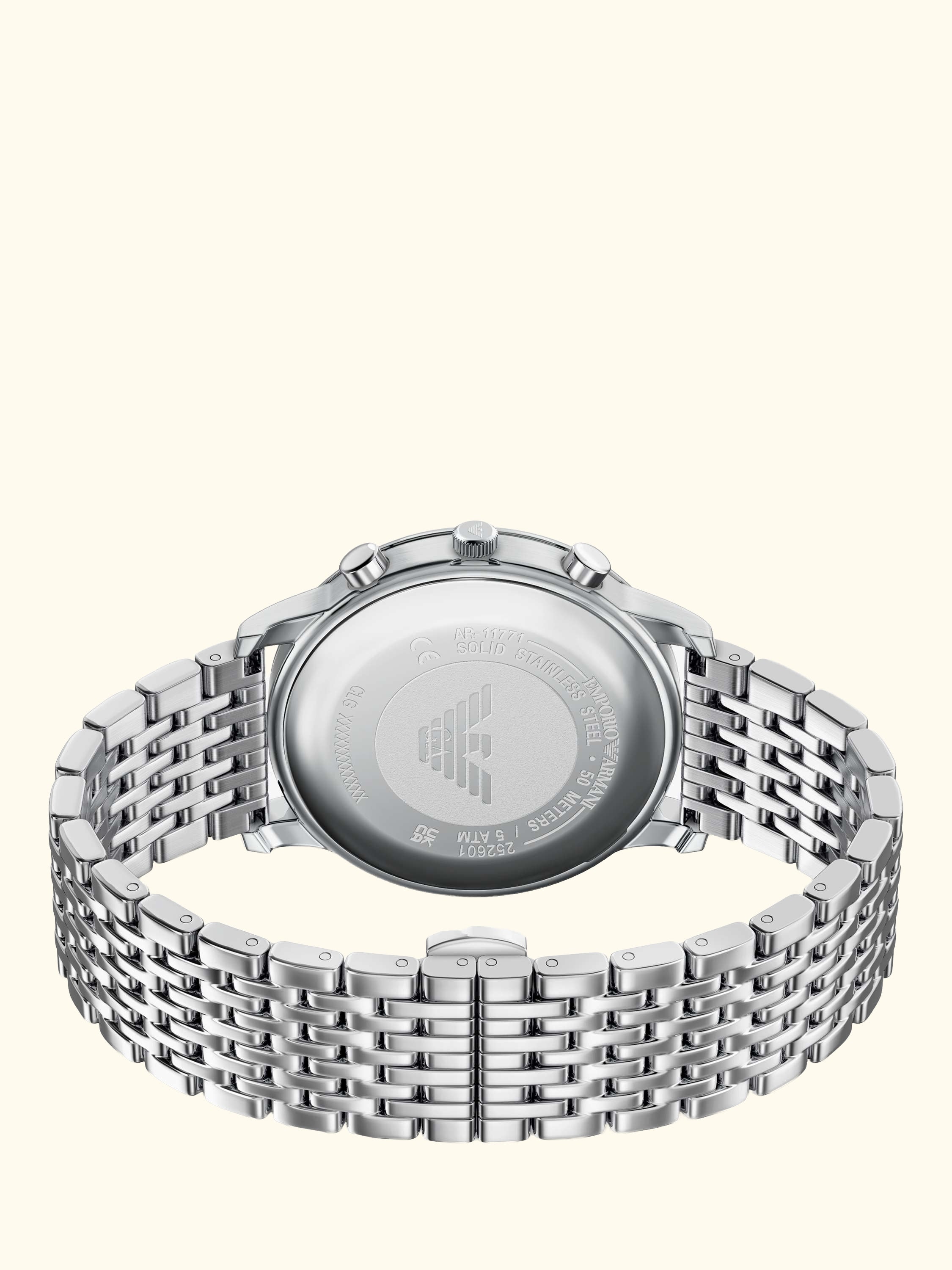 AR11771 Men's Date Bracelet Strap Watch, Silver
