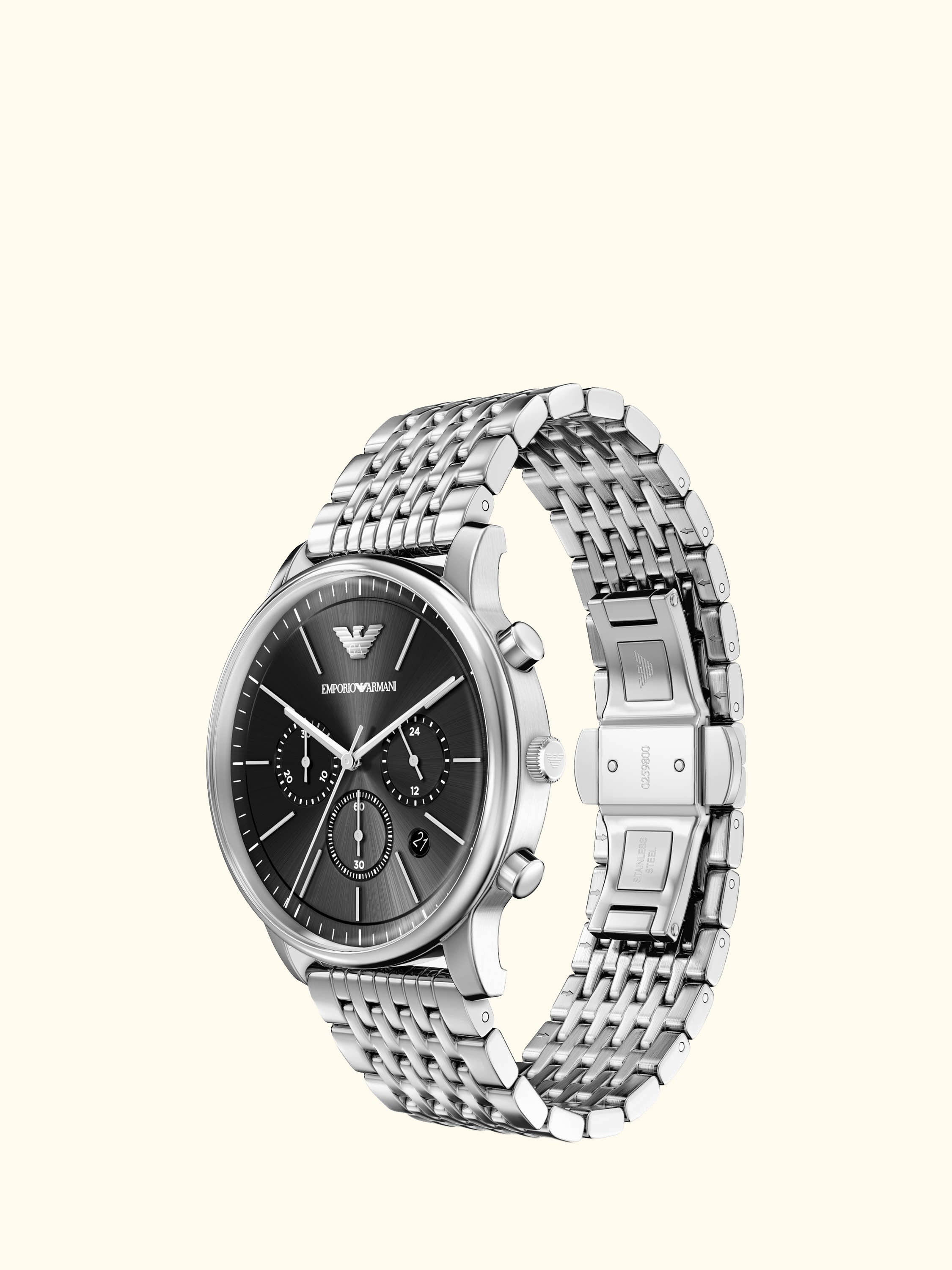 AR11772 Men's Date Bracelet Strap Watch, Silver
