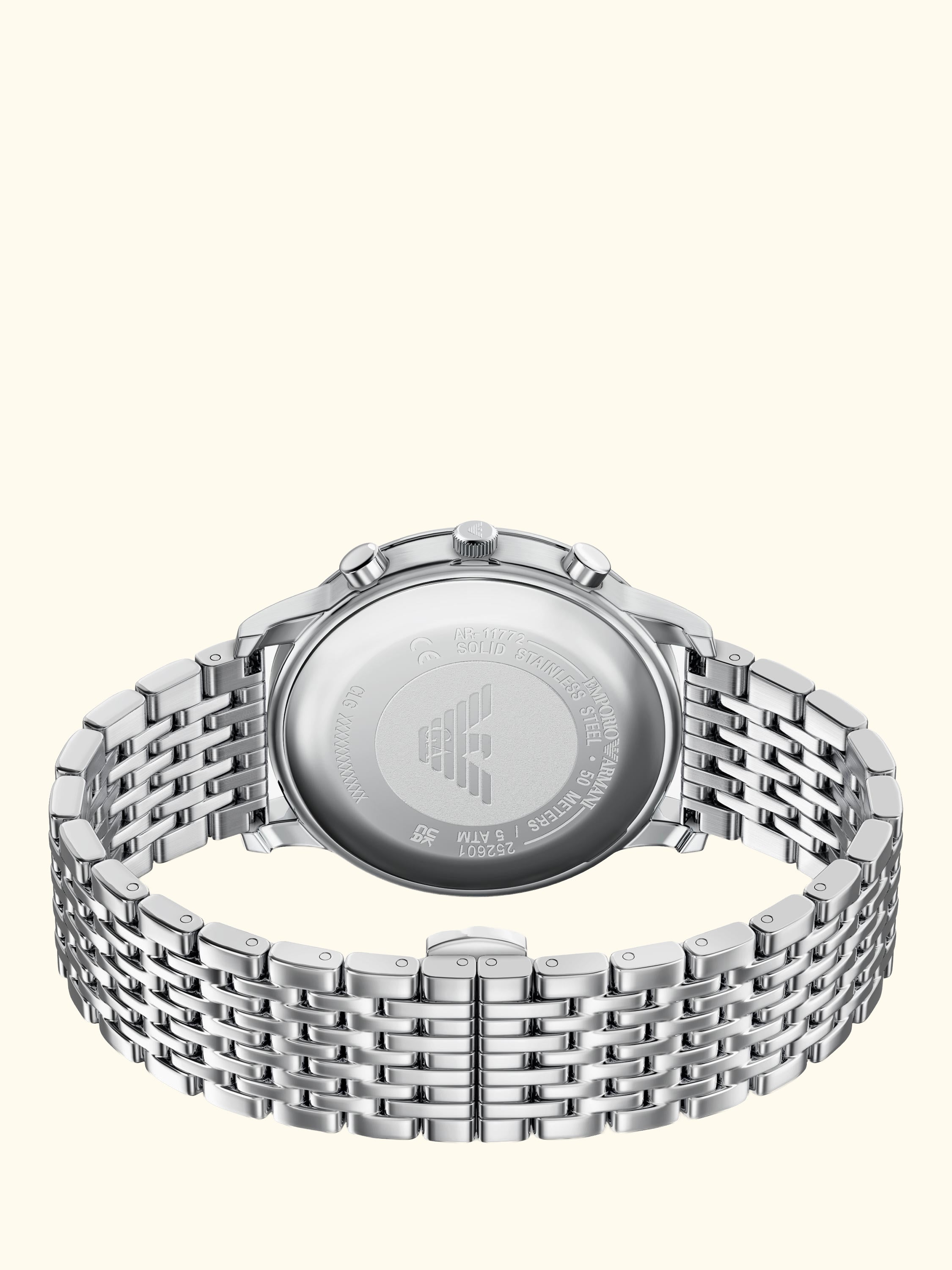 AR11772 Men's Date Bracelet Strap Watch, Silver