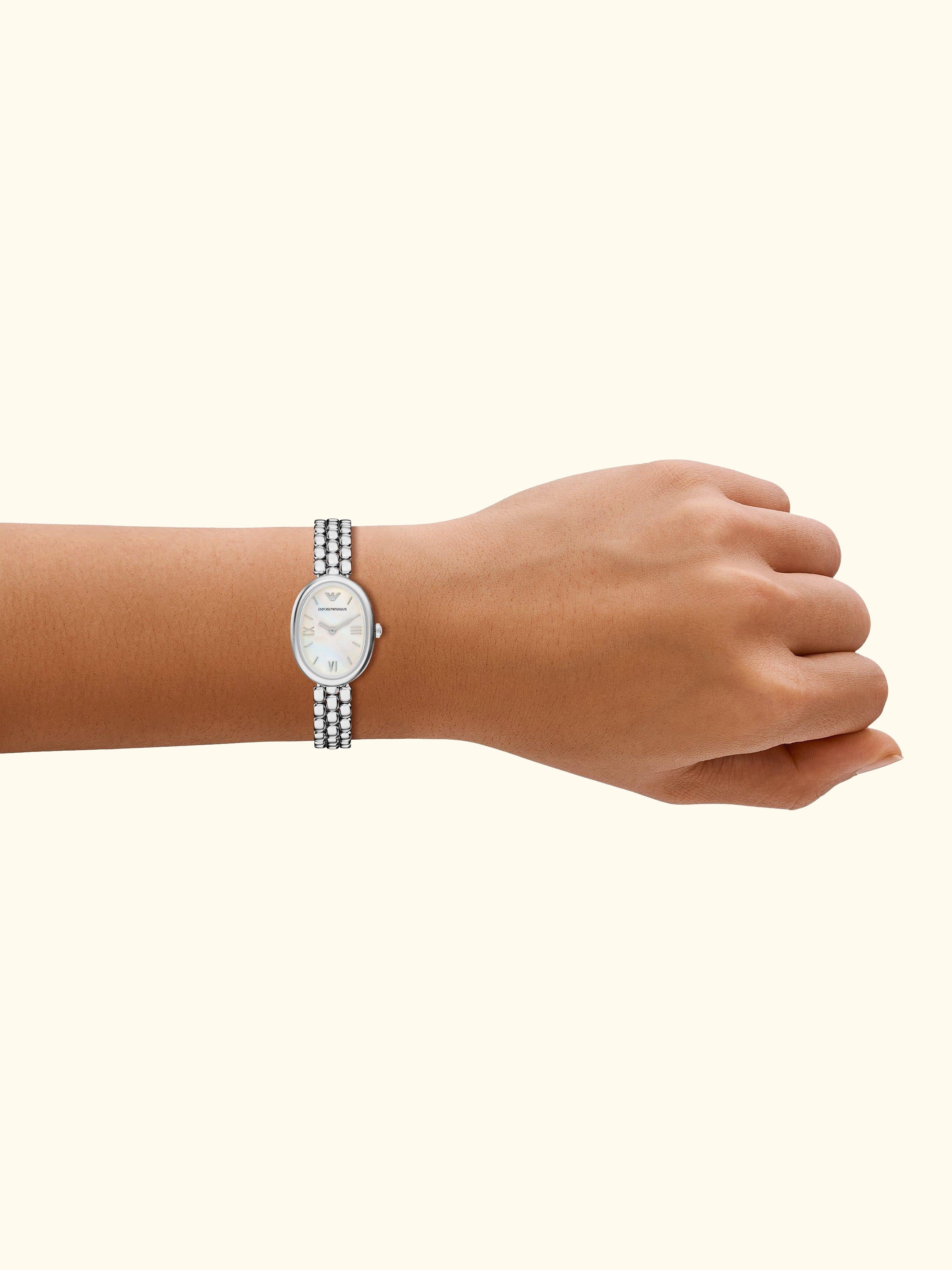 AR11776 Women's Sinfonia Mother of Pearl Dial Bracelet Strap Watch, Silver