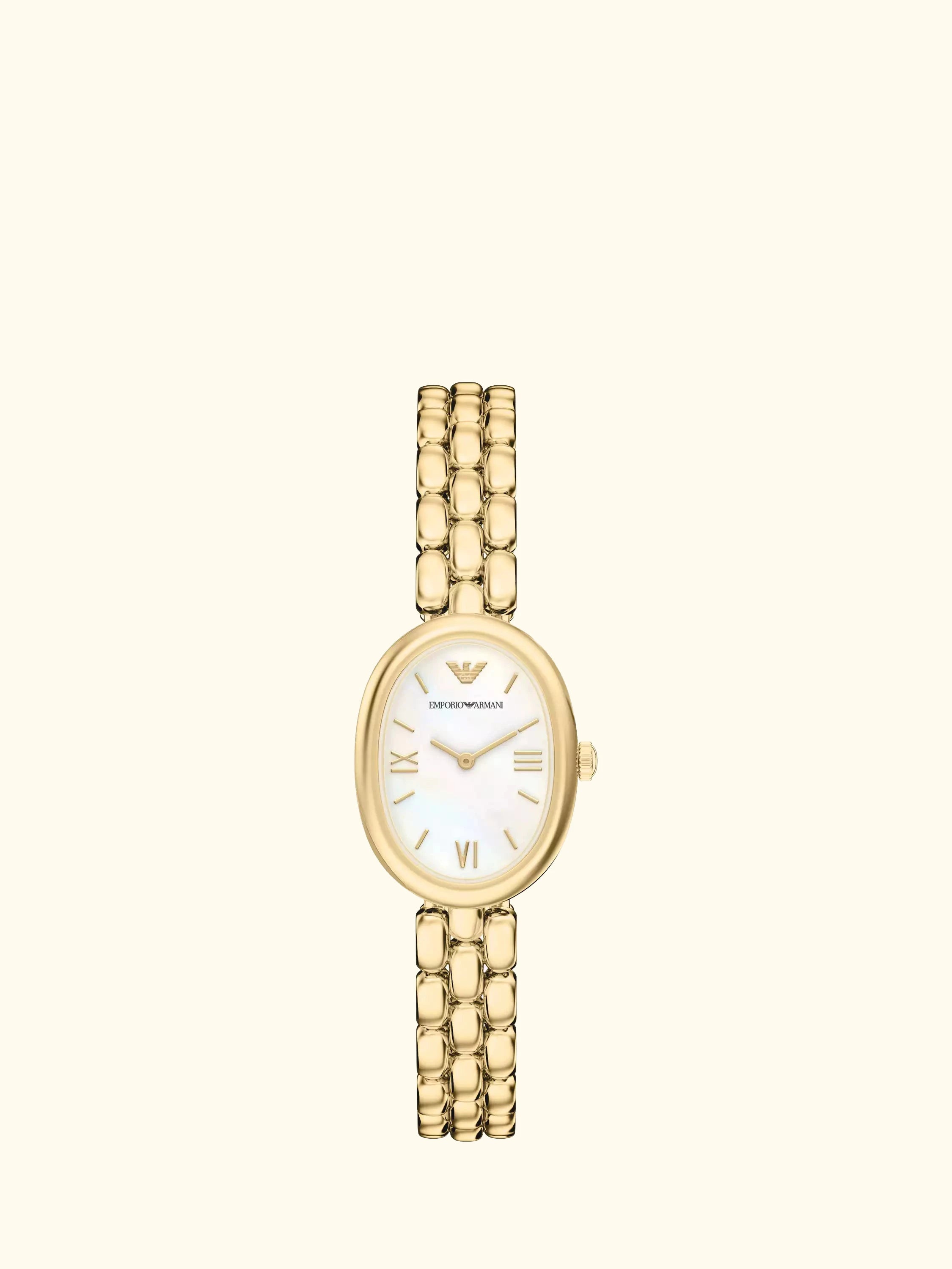 Emporio Armani AR11777 Women's Sinfonia Mother of Pearl Dial Bracelet Strap Watch, Gold