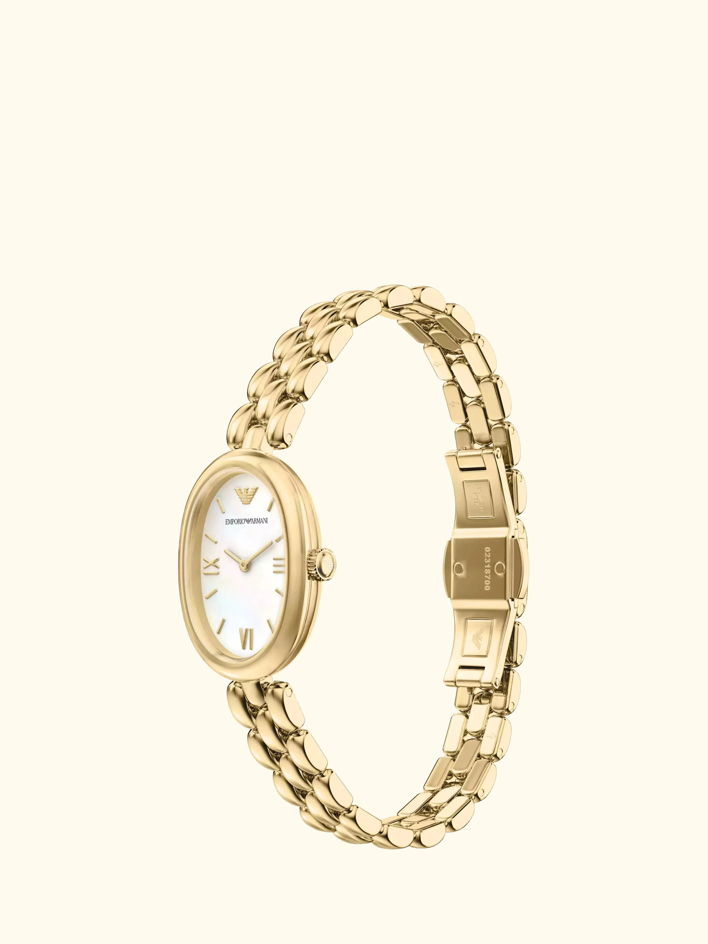 Emporio Armani AR11777 Women's Sinfonia Mother of Pearl Dial Bracelet Strap Watch, Gold