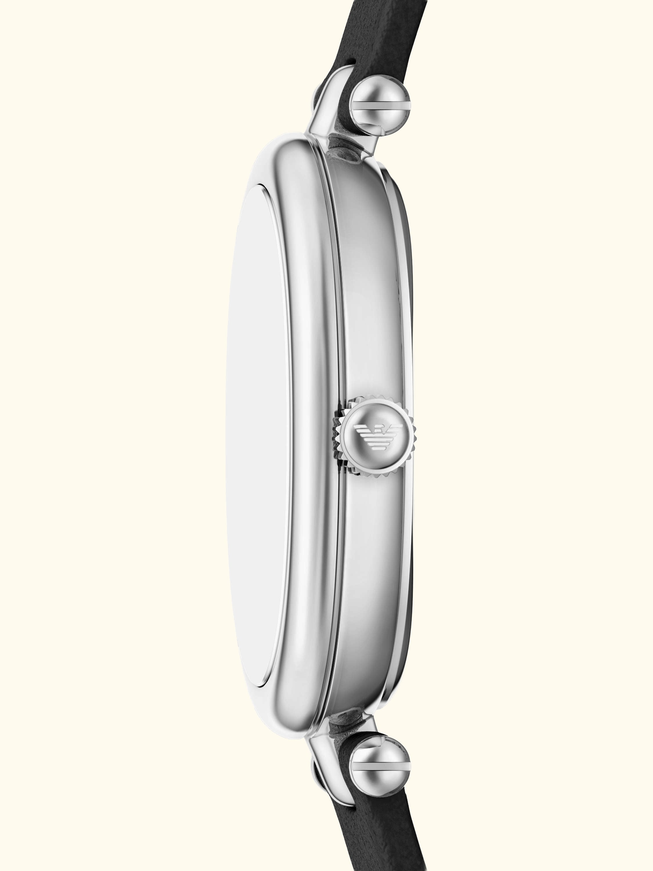 AR11778 Women's Sinfonia Mother of Pearl Dial Leather Strap Watch, Silver And Black