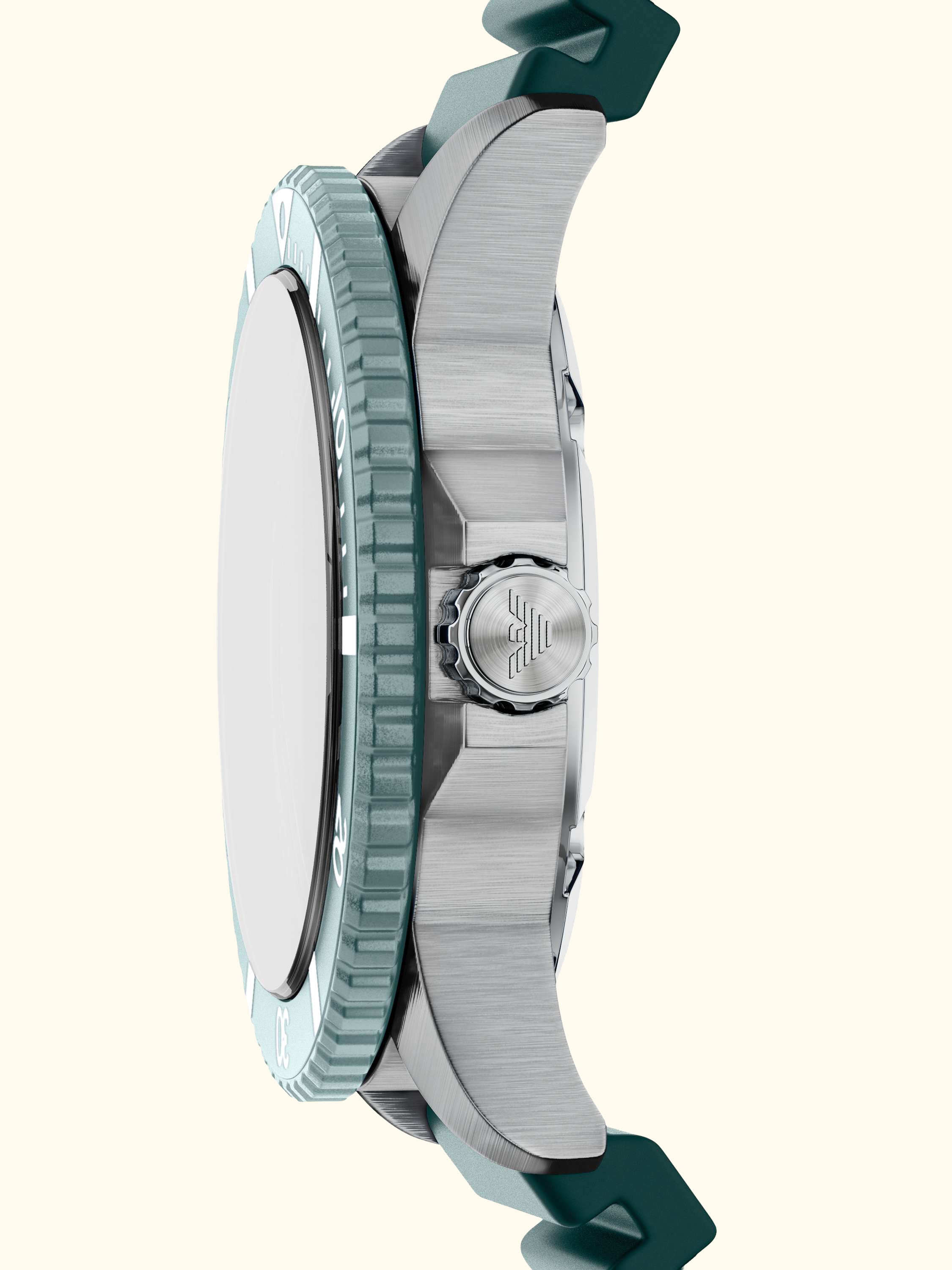 AR11786 Men's World Explorer Solar Silicone Strap Watch, Silver/Green