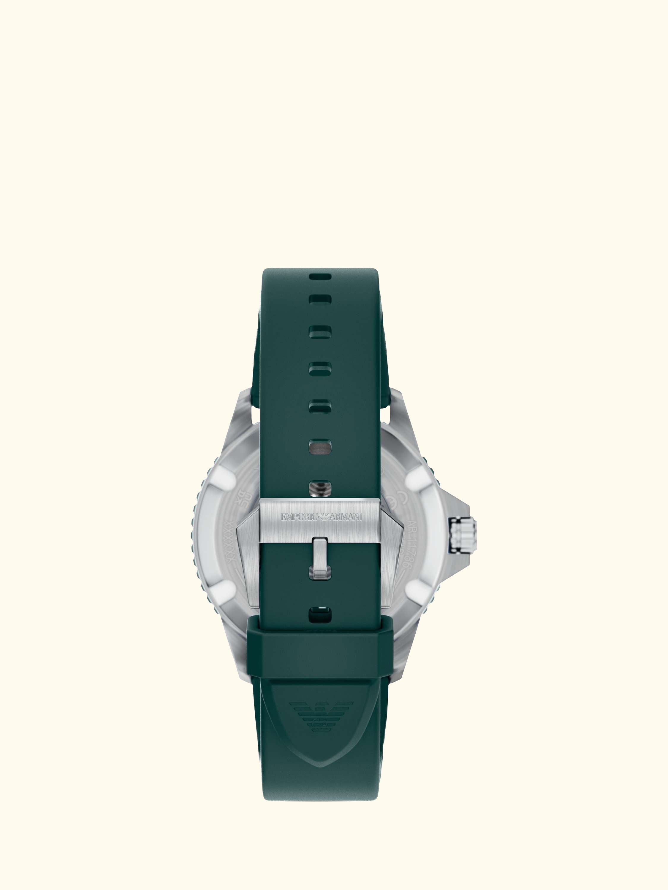 AR11786 Men's World Explorer Solar Silicone Strap Watch, Silver/Green