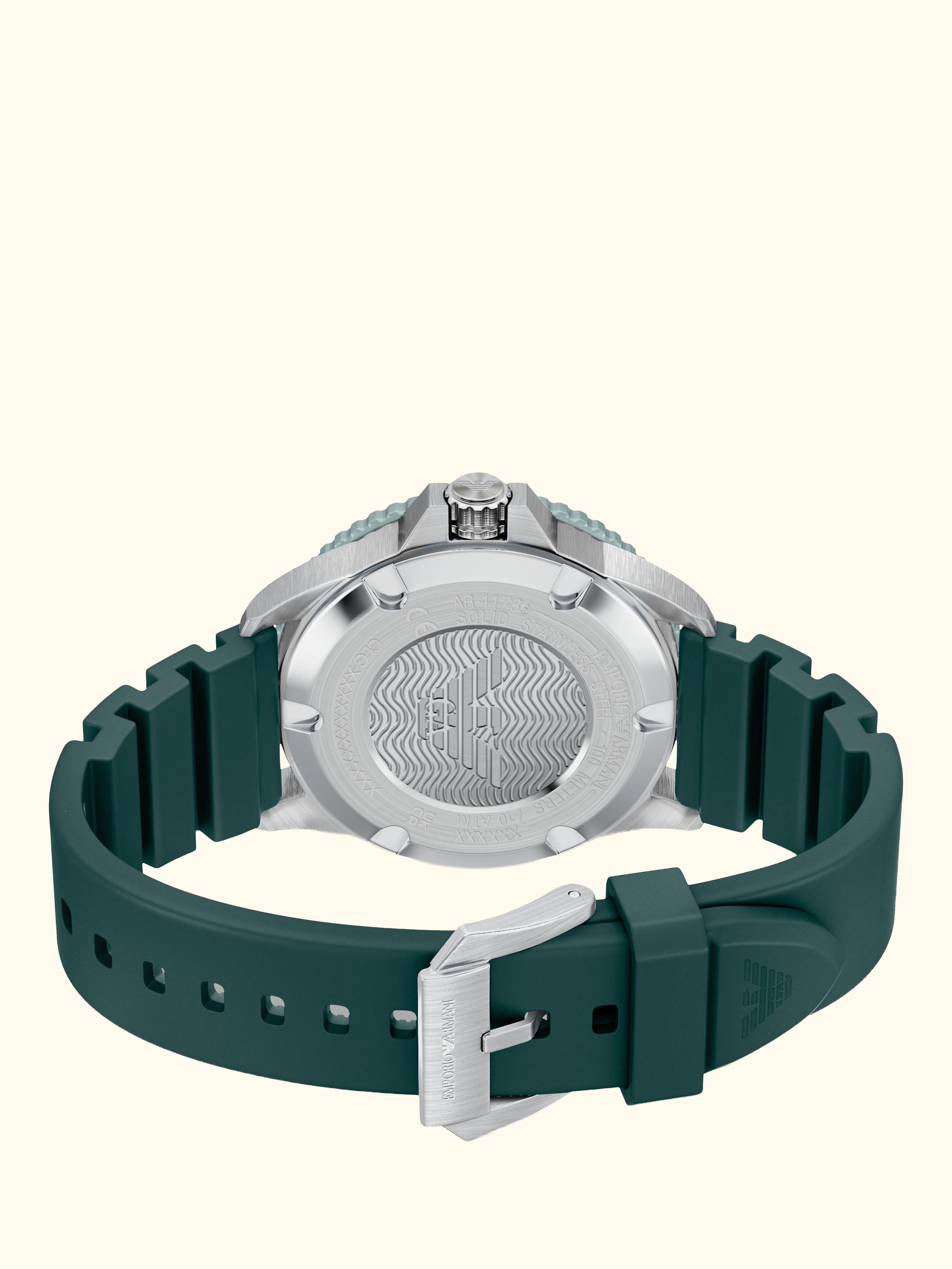 AR11786 Men's World Explorer Solar Silicone Strap Watch, Silver/Green