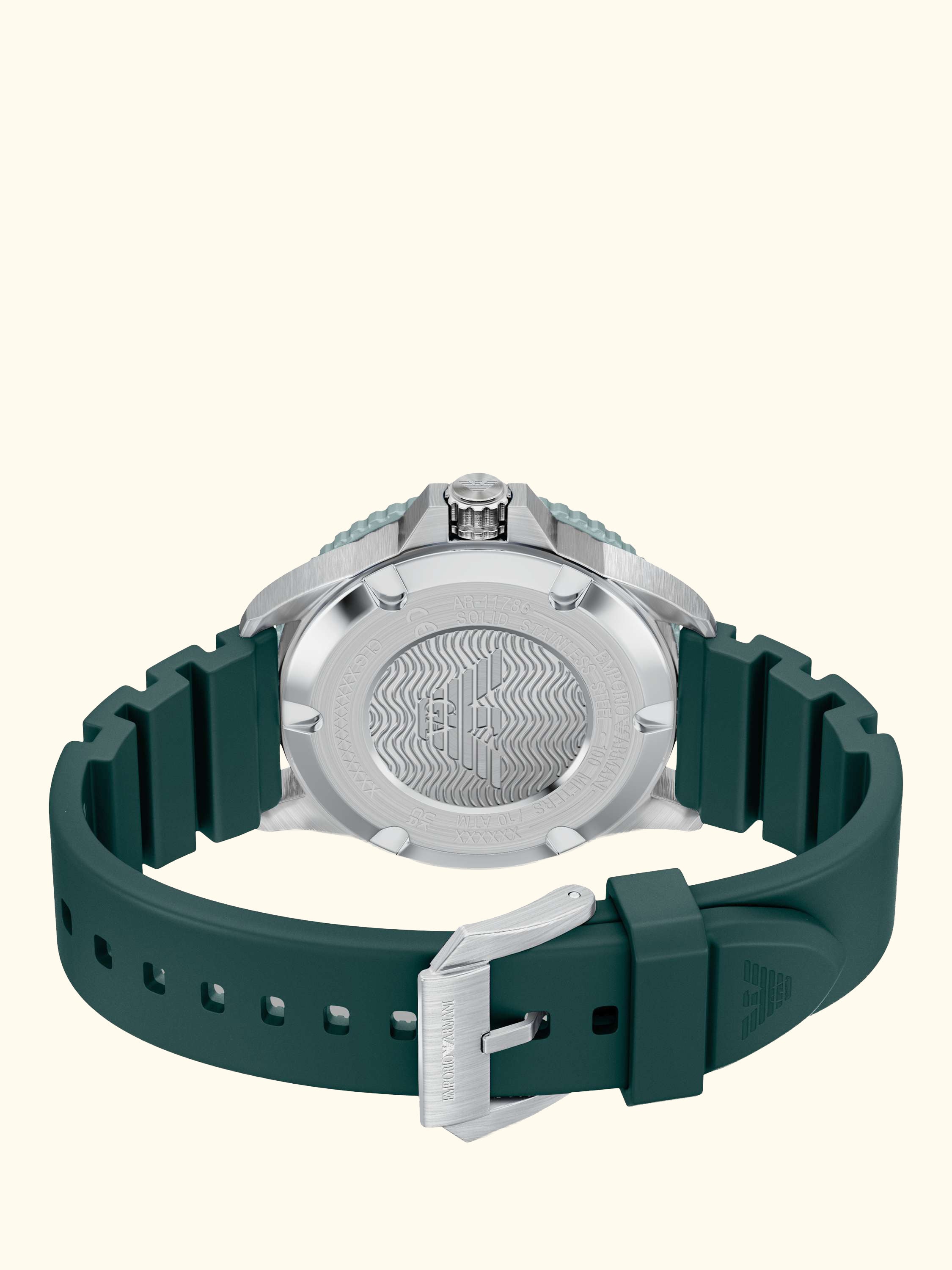 AR11786 Men's World Explorer Solar Silicone Strap Watch, Silver/Green