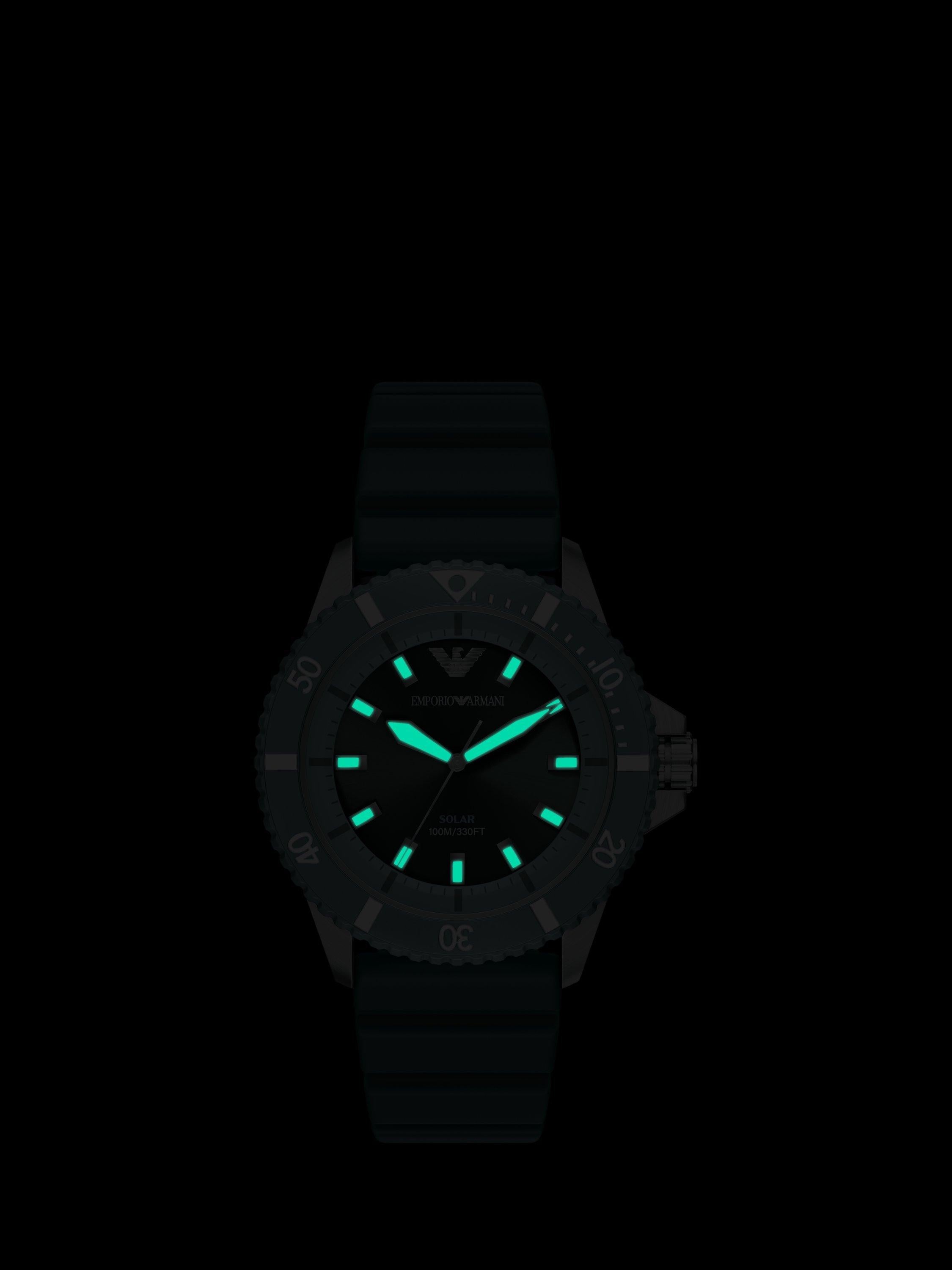 AR11786 Men's World Explorer Solar Silicone Strap Watch, Silver/Green