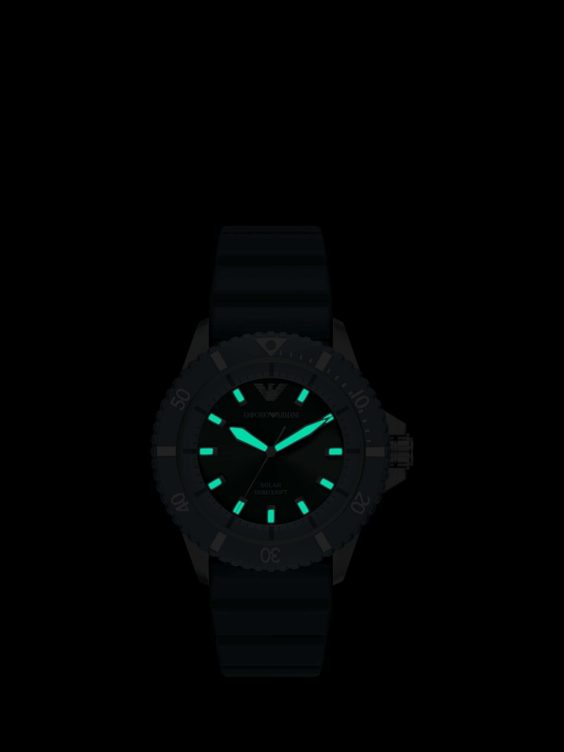 AR11786 Men's World Explorer Solar Silicone Strap Watch, Silver/Green