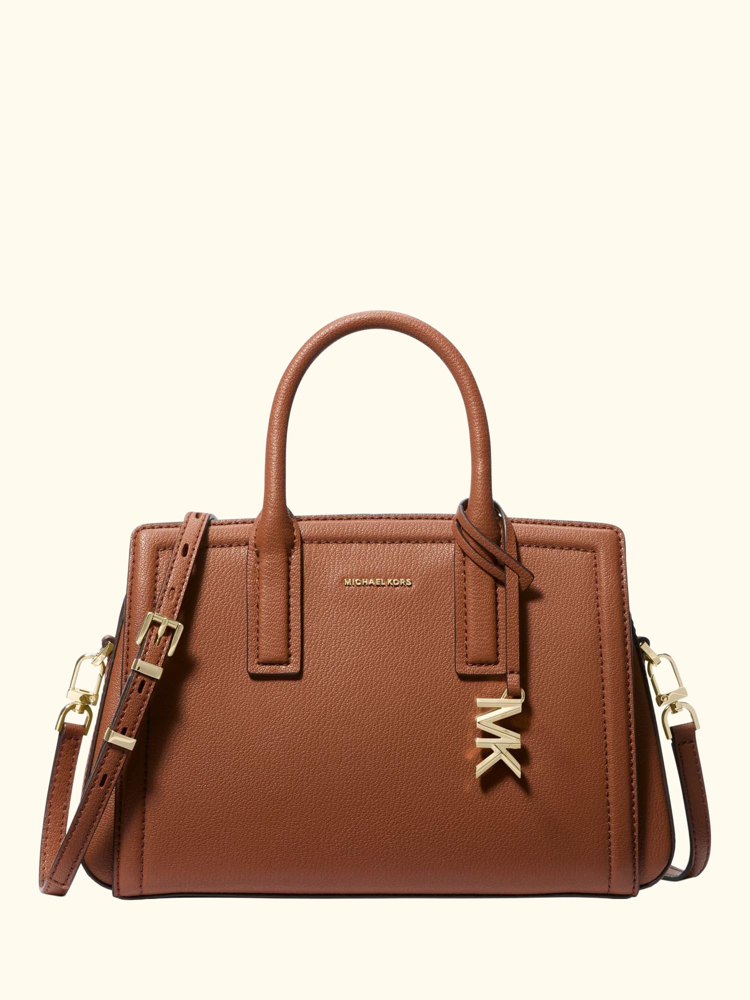 Laila Small Leather Satchel Bag, Luggage/Tan