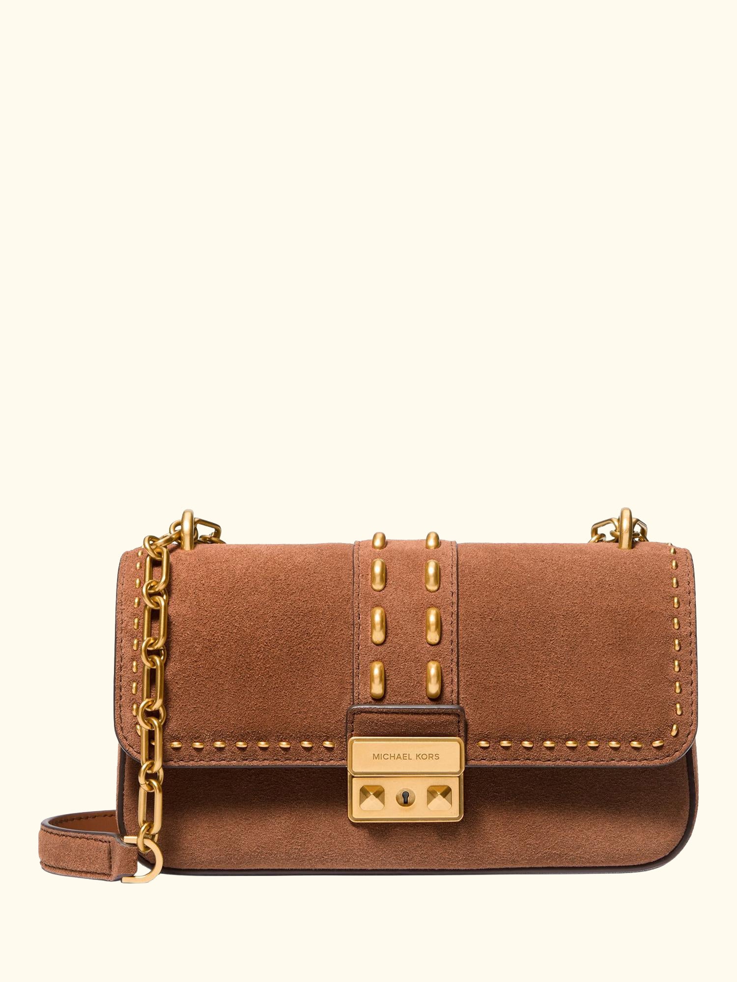 Tribeca Small Studded Suede Shoulder Bag