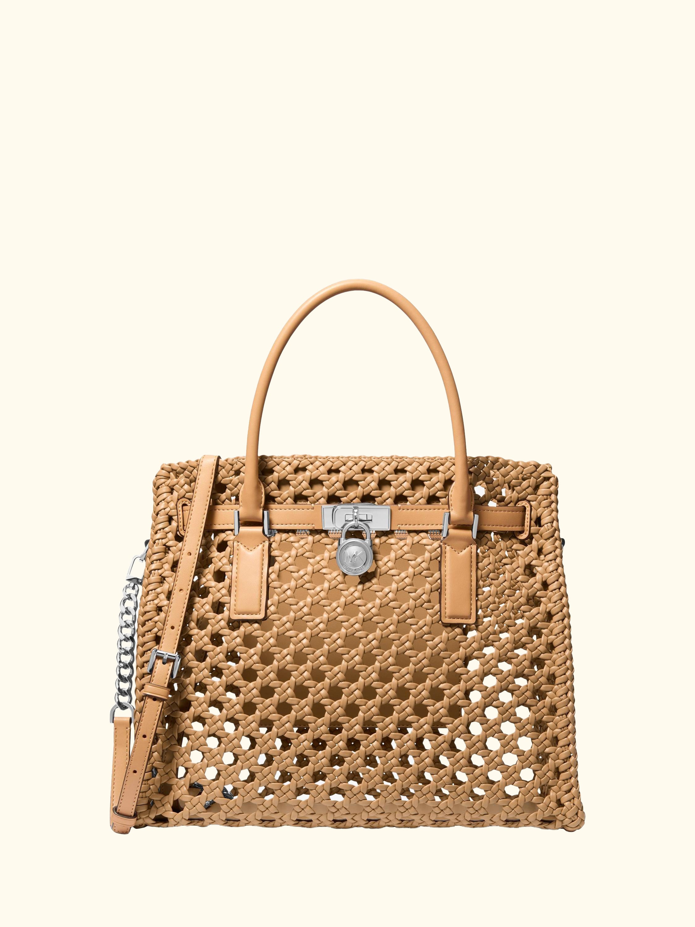 Hamilton Moderne Large Woven Satchel Bag, Peanut