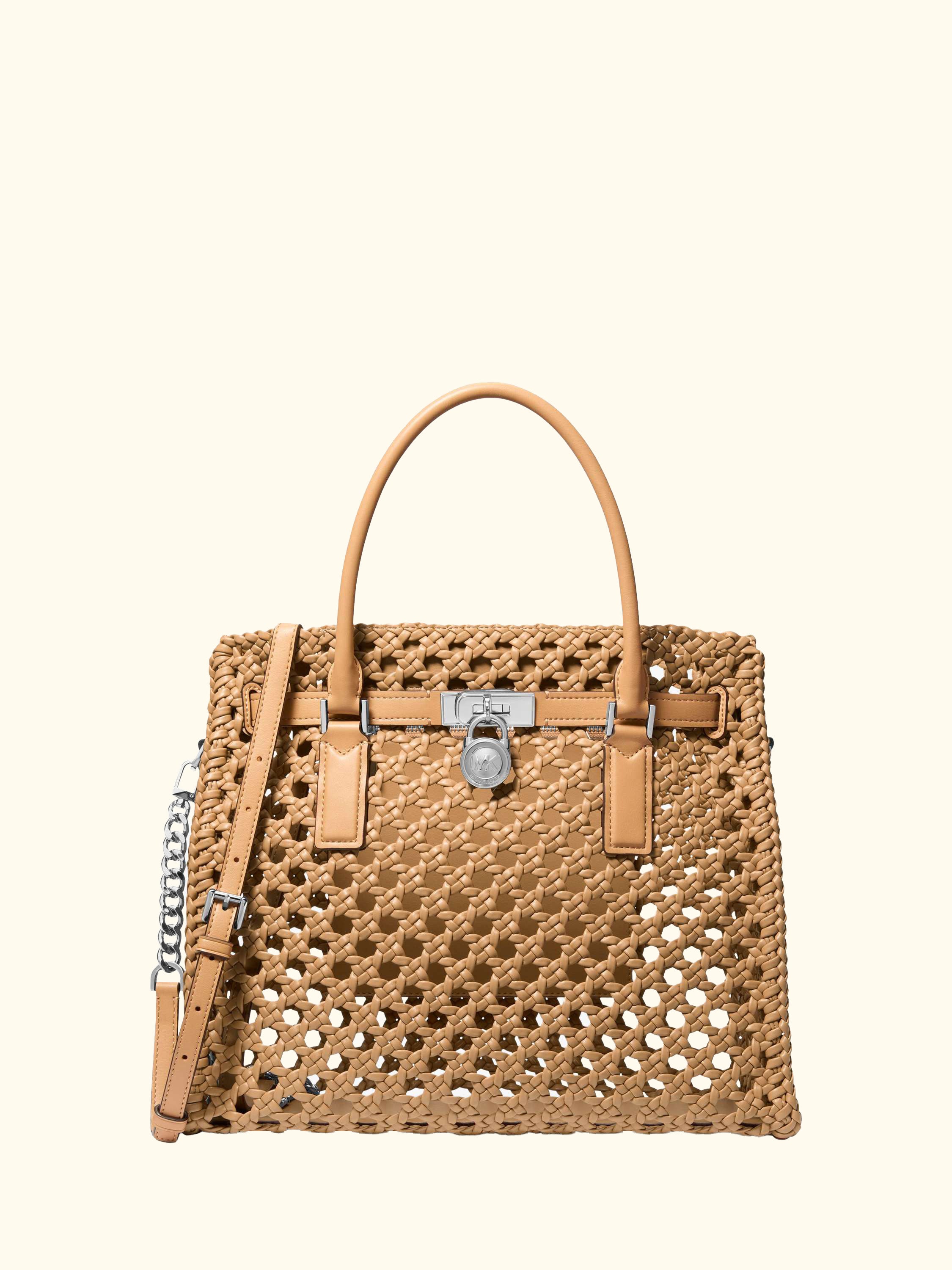 Hamilton Moderne Large Woven Satchel Bag, Peanut