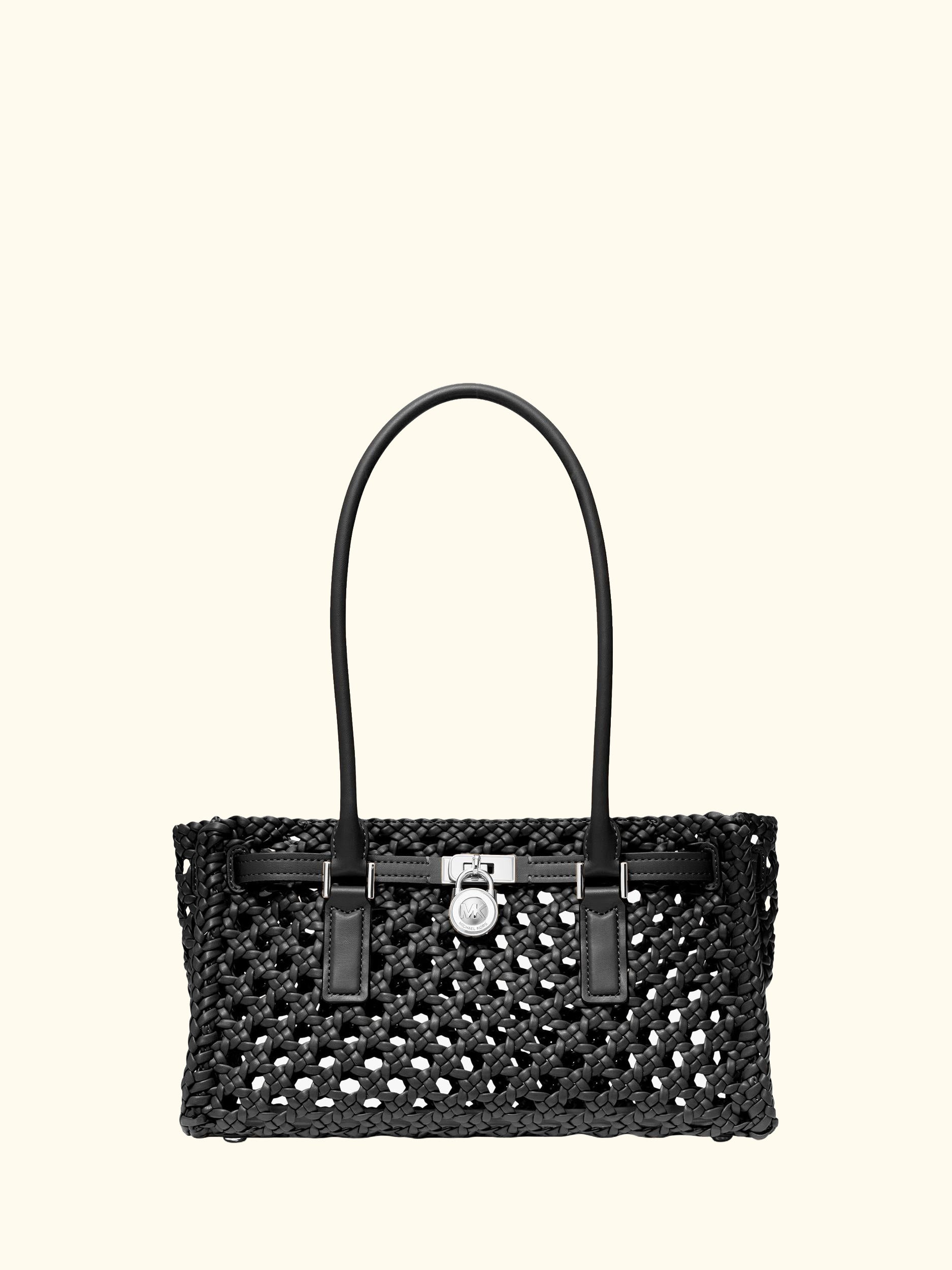 Hamilton Moderne Small Woven Shoulder Bag, Black