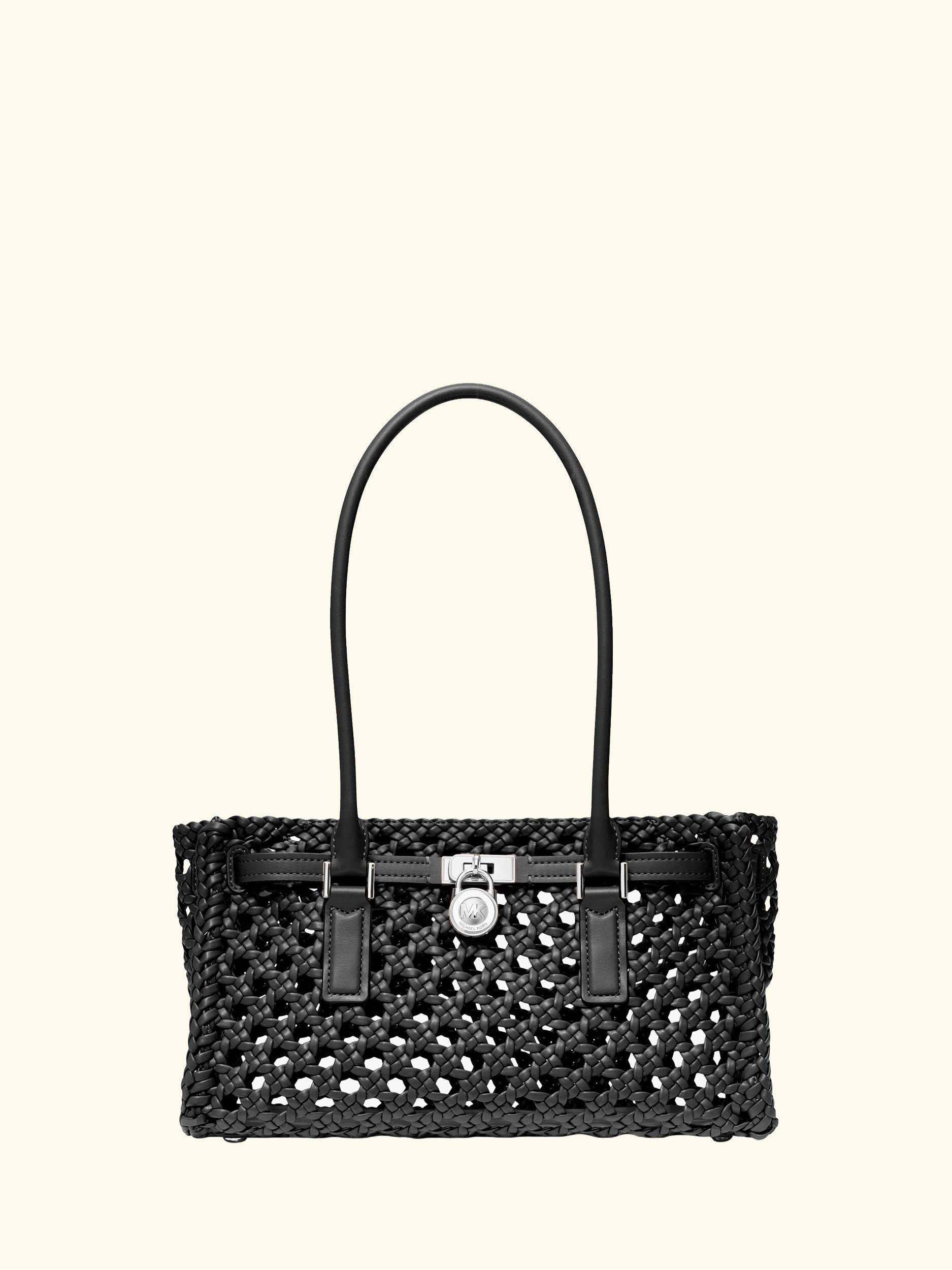 Hamilton Moderne Small Woven Shoulder Bag, Black
