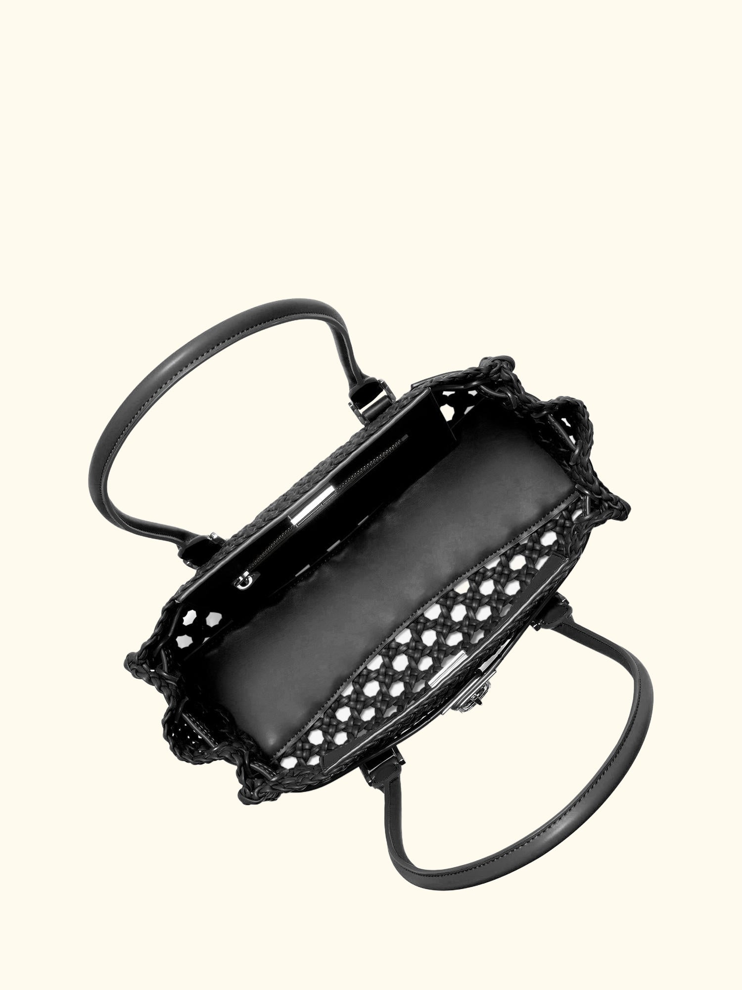 Hamilton Moderne Small Woven Shoulder Bag, Black