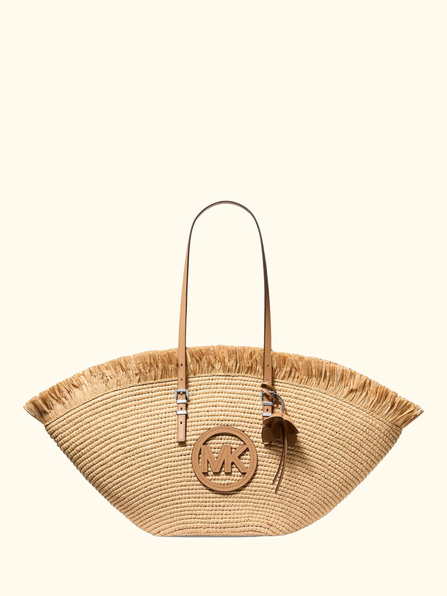 Isa Large Crocheted Straw Tote Bag, Natural/ Peanut