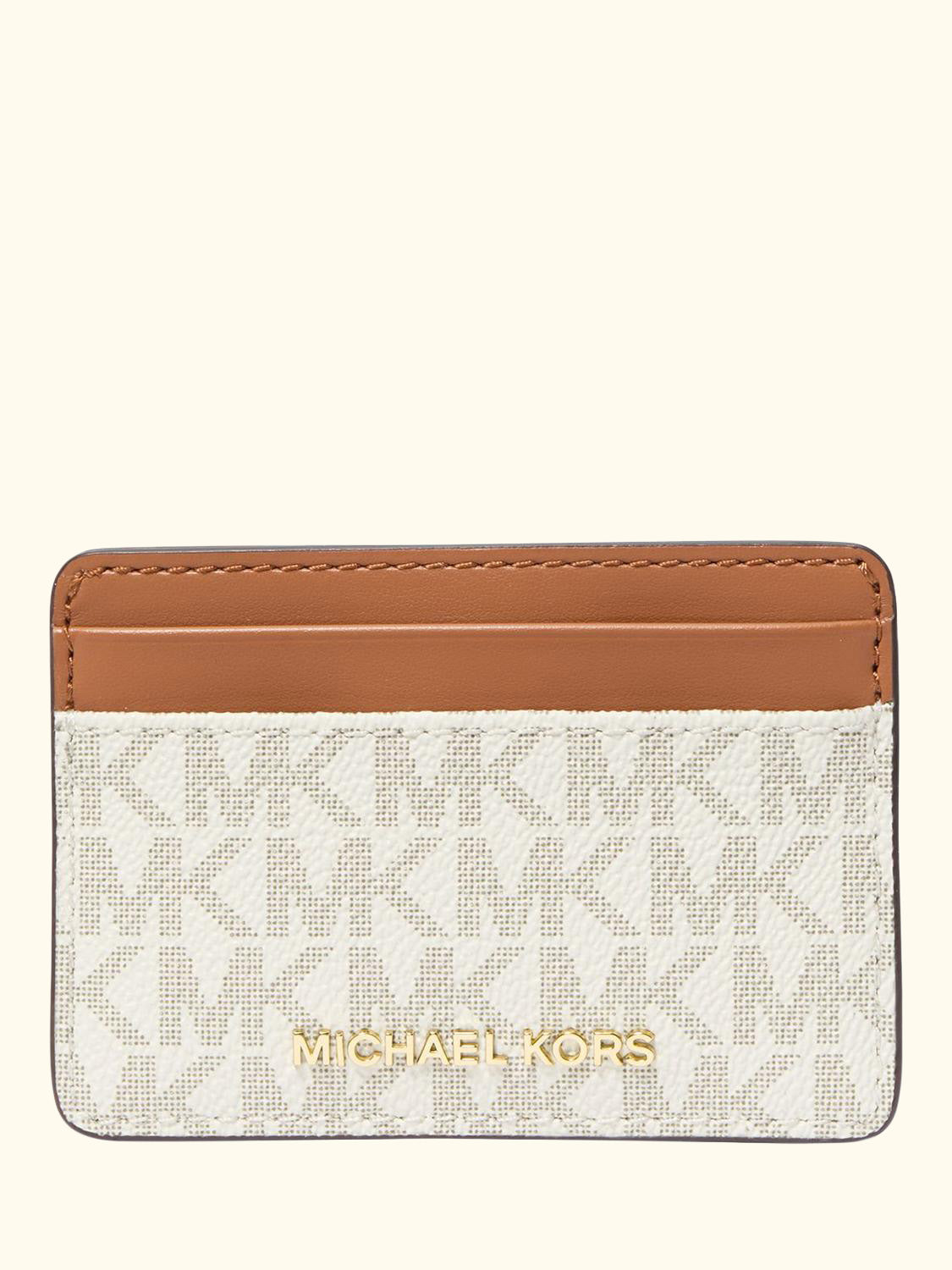 Jet Set Signature Leather Cardholder, Vanilla
