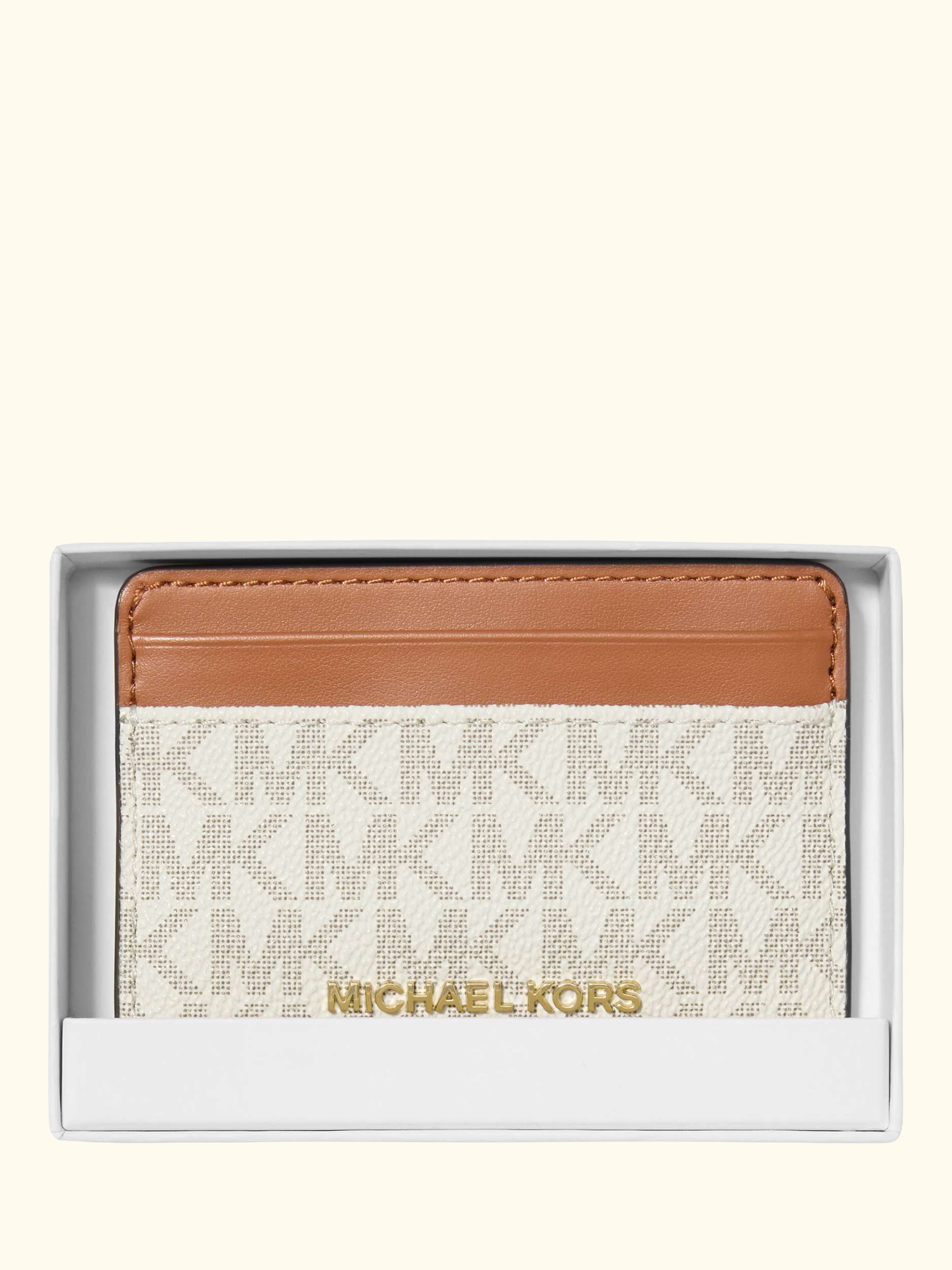 Jet Set Signature Leather Cardholder, Vanilla