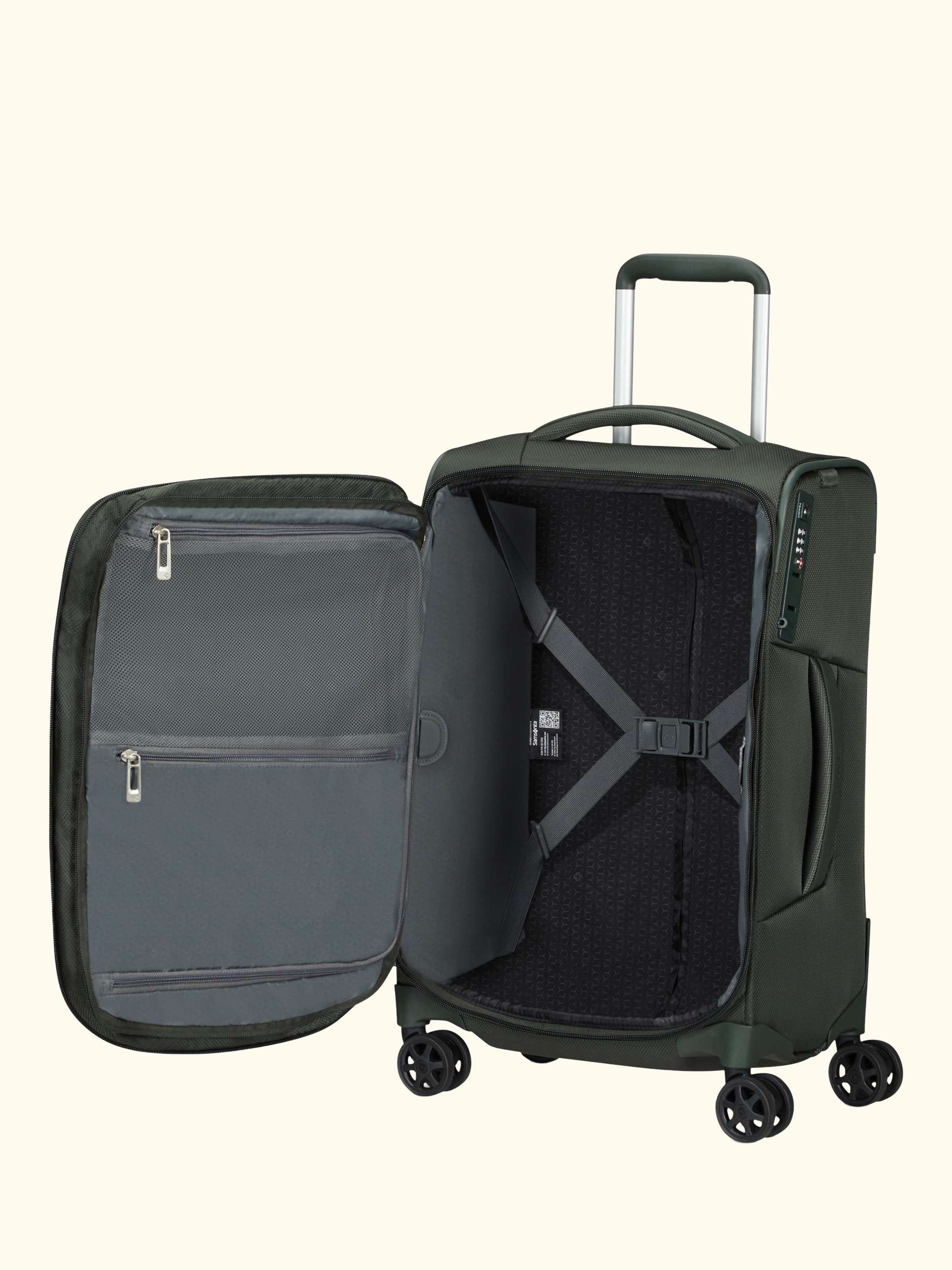 Respark 55cm Double Wheel Cabin Spinner Suitcase, 59L