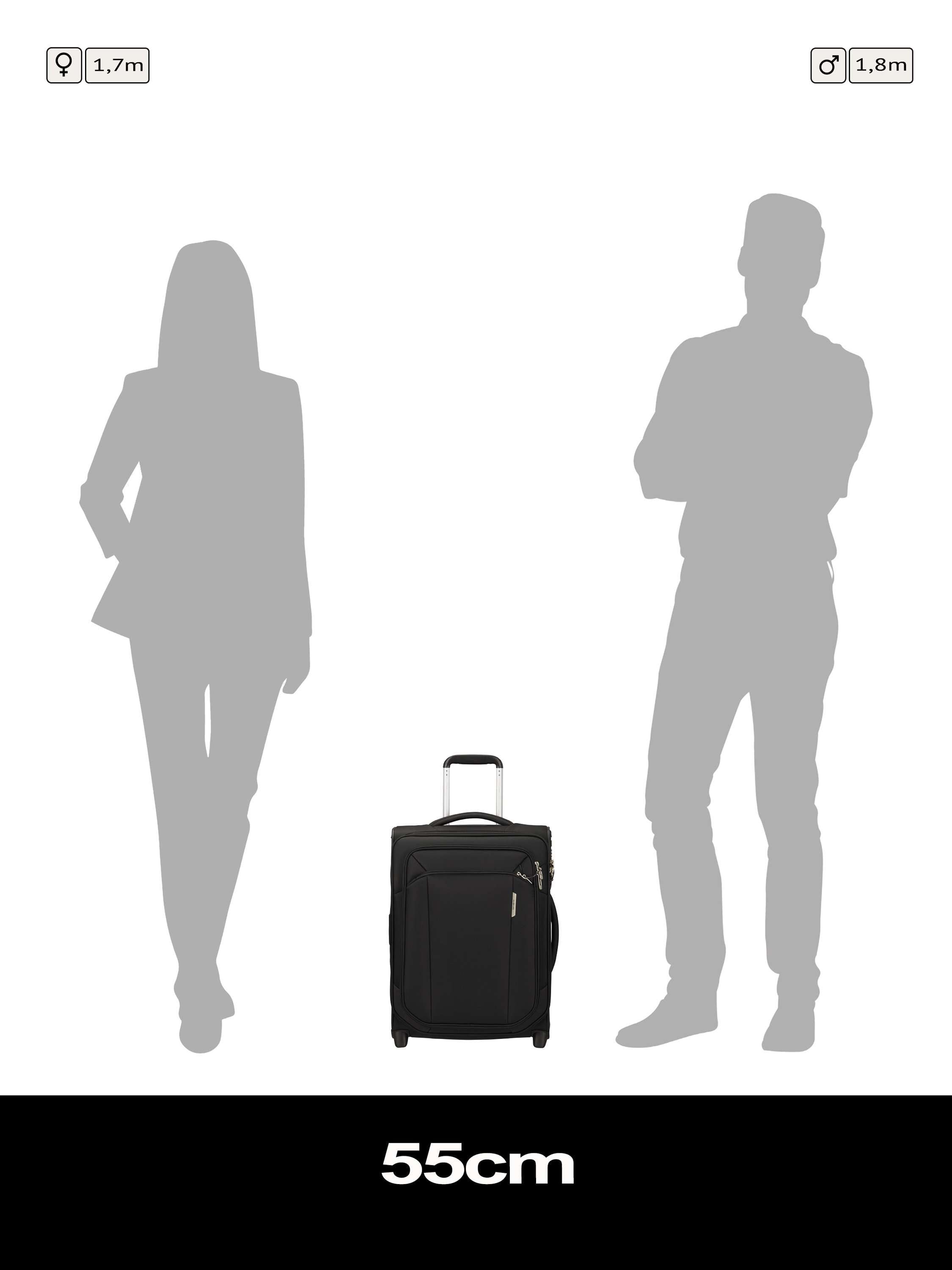 Respark 55cm 2-Wheel Upright Cabin Case, 57L