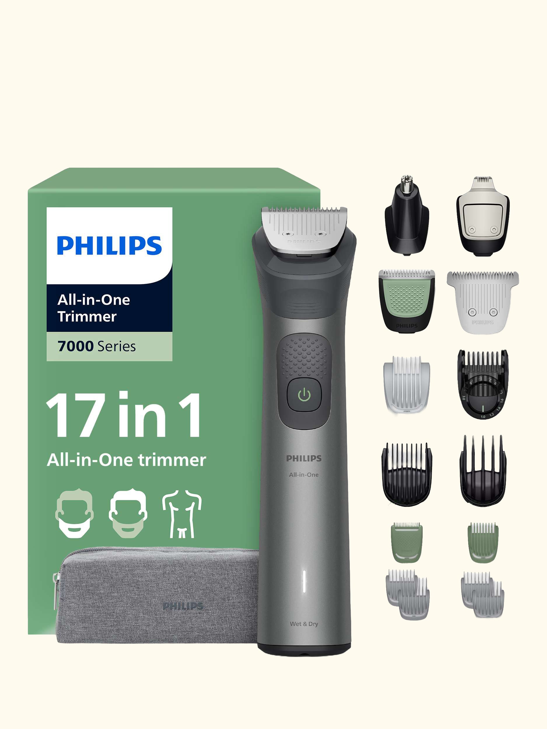 7000 Series MG7941/15  MultiGroom 17 in 1 All-in-One Trimmer, Grey
