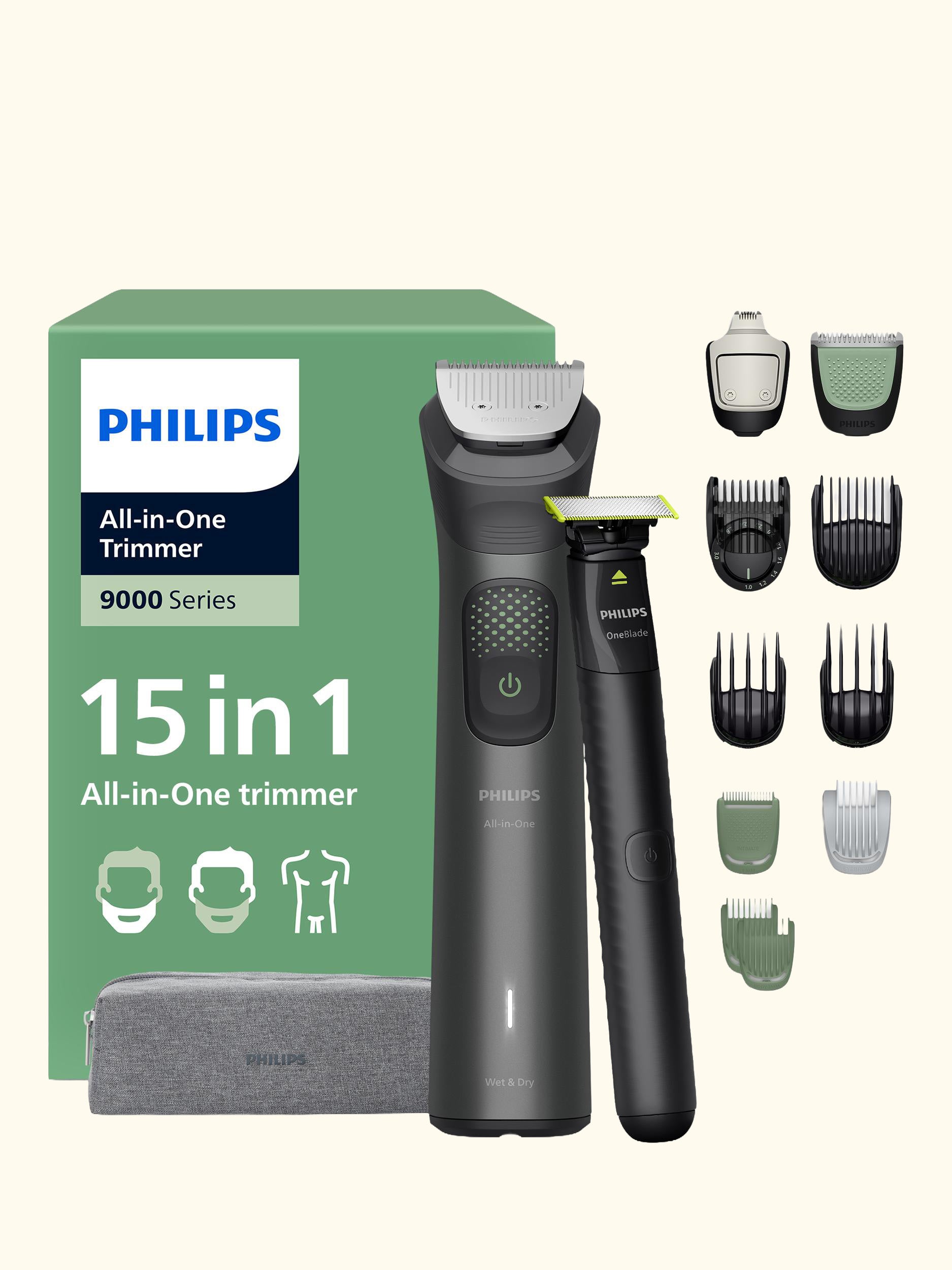 9000 Series MG9531/15  MultiGroom 15 in 1 All-in-One Trimmer, Grey