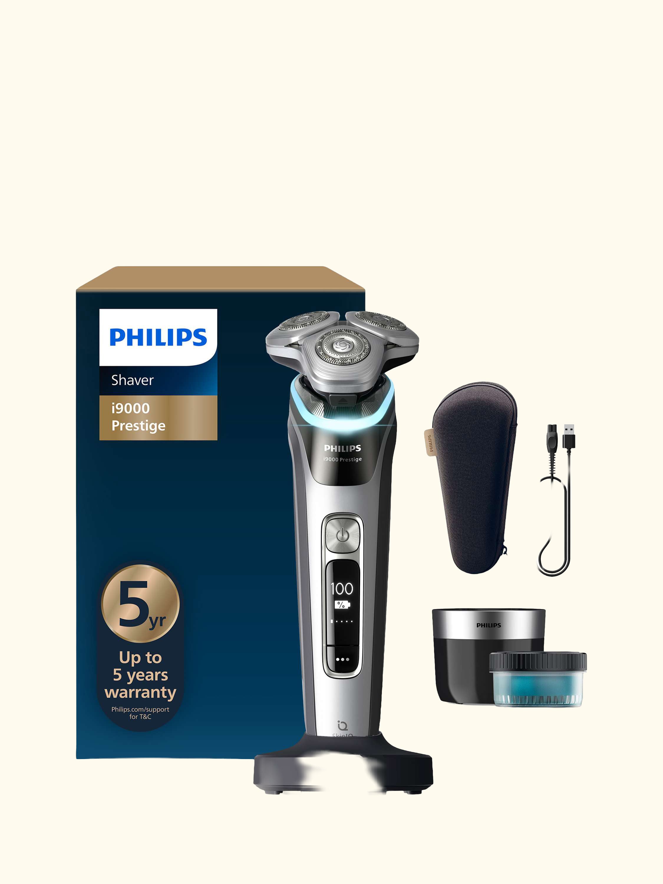 XP9204/30 i9000 Prestige Shaver Wet & Dry Electric Shaver with Skin IQ Technology, Slate