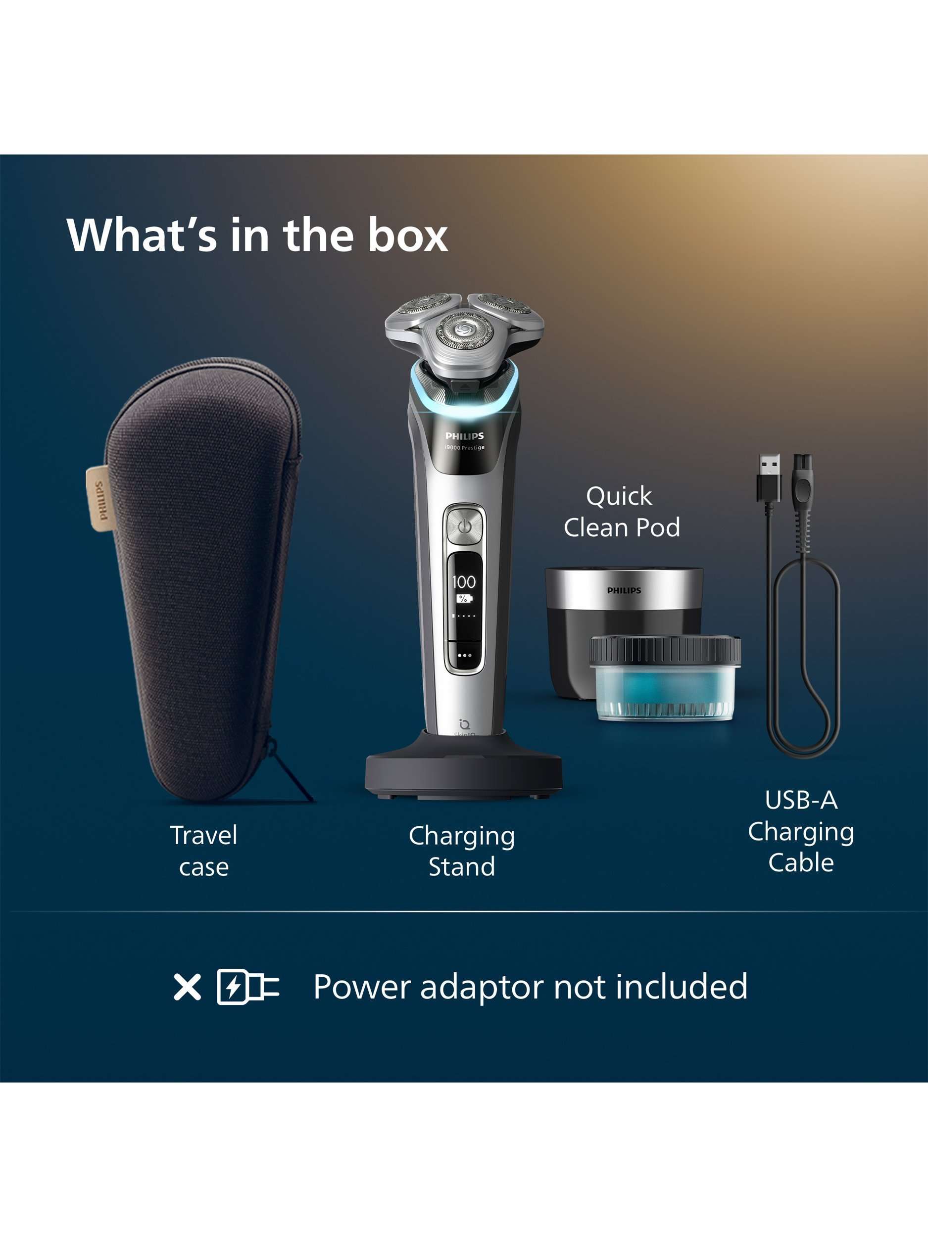 XP9204/30 i9000 Prestige Shaver Wet & Dry Electric Shaver with Skin IQ Technology, Slate