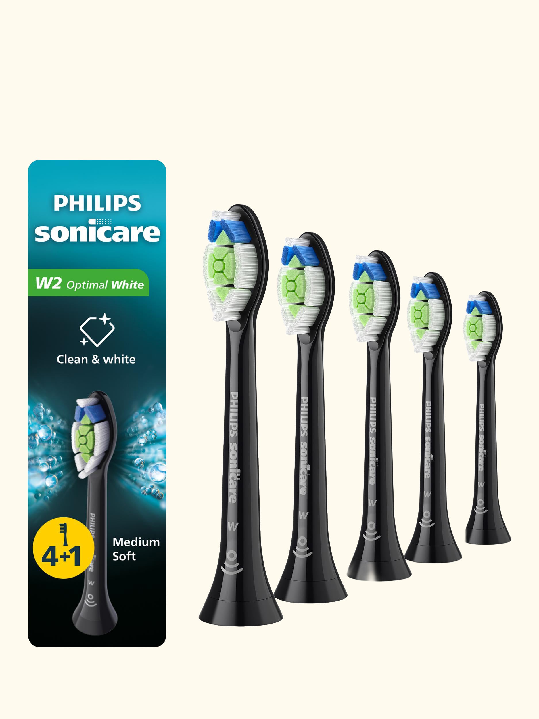 Sonicare HX6065/88 Optimal White Toothbrush Heads, Pack of 5, Black