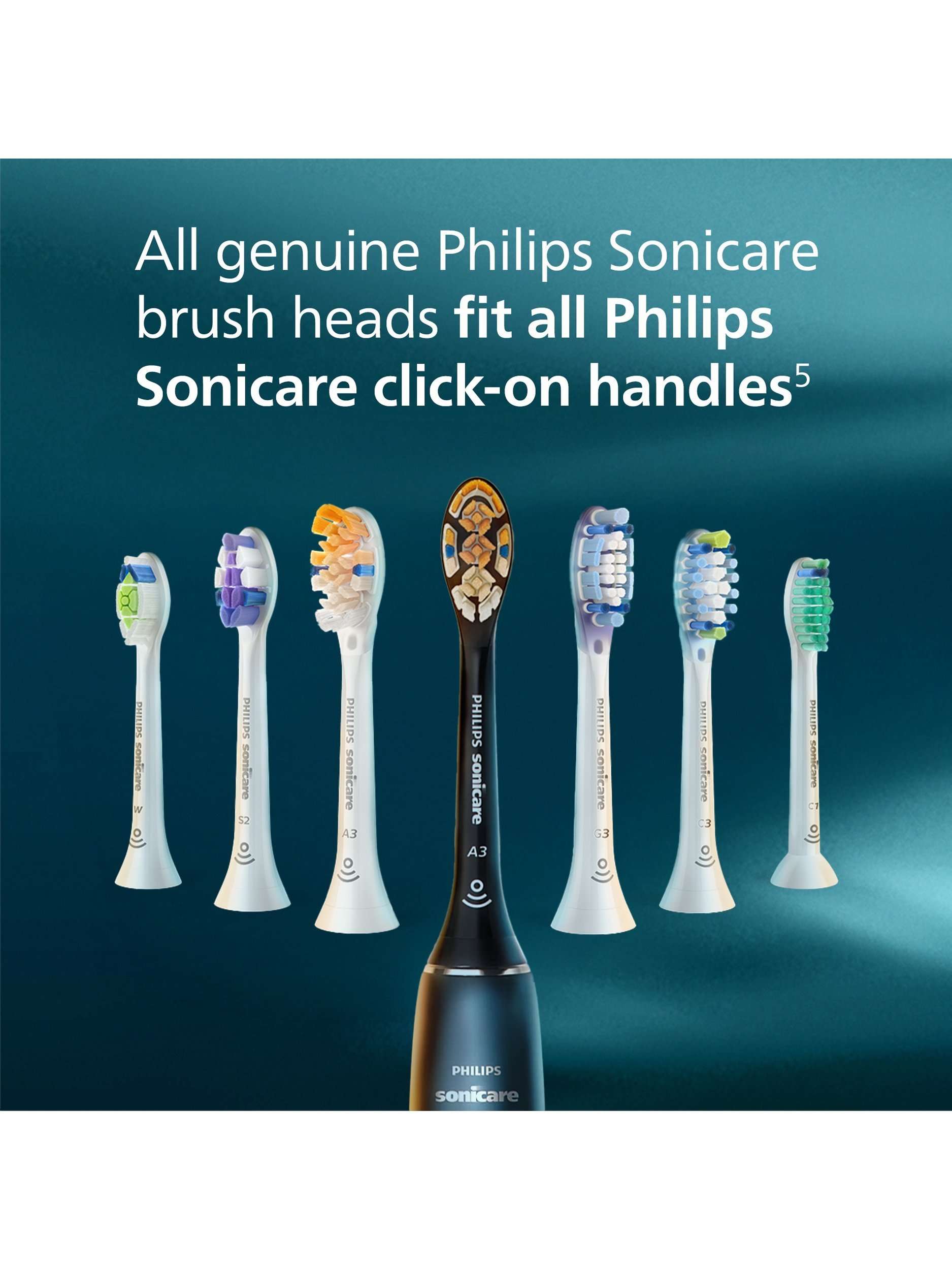 Sonicare HX6065/88 Optimal White Toothbrush Heads, Pack of 5, Black