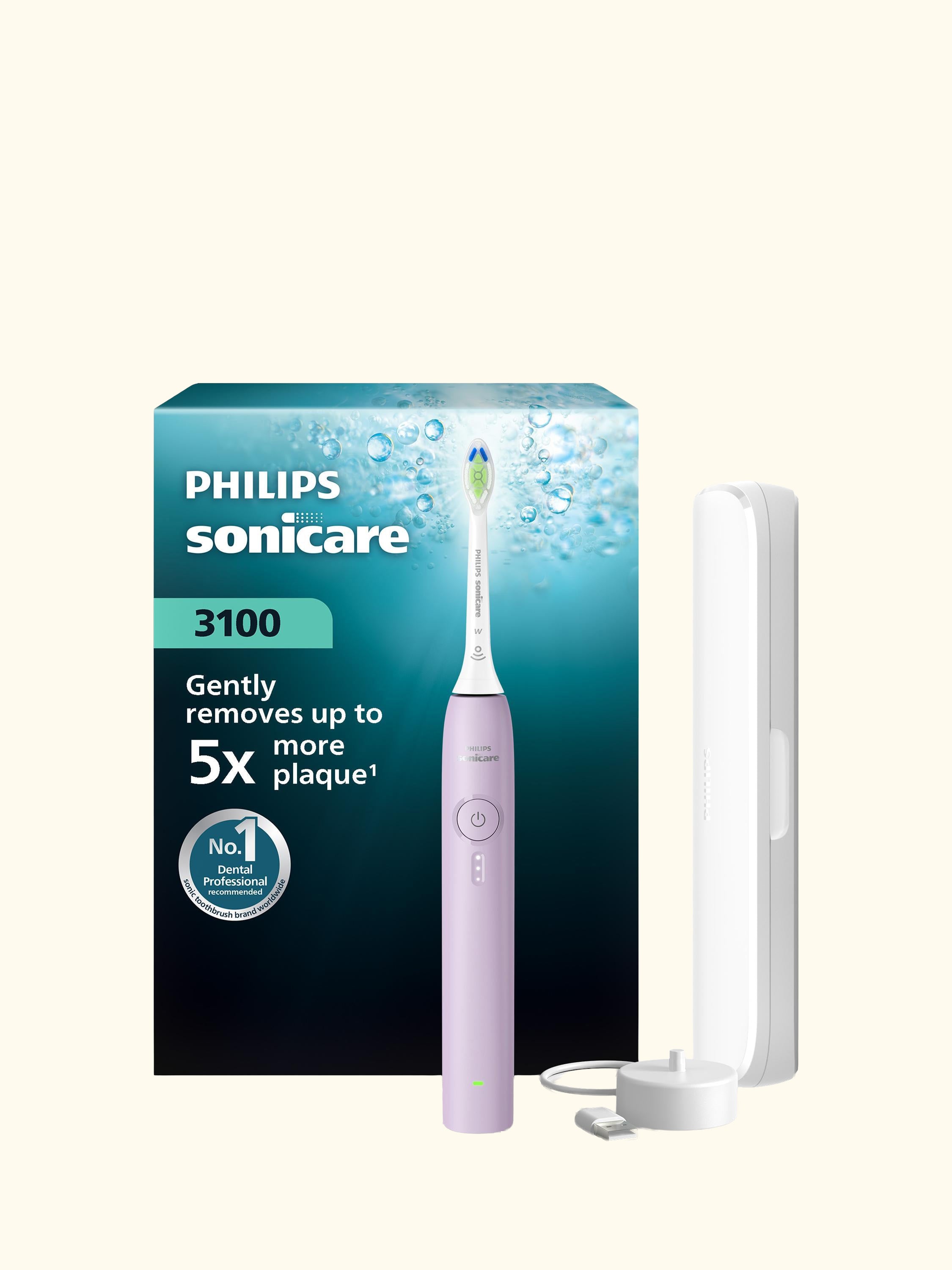Sonicare HX4033/27 3100 Electric Toothbrush & Travel Case, Lilac