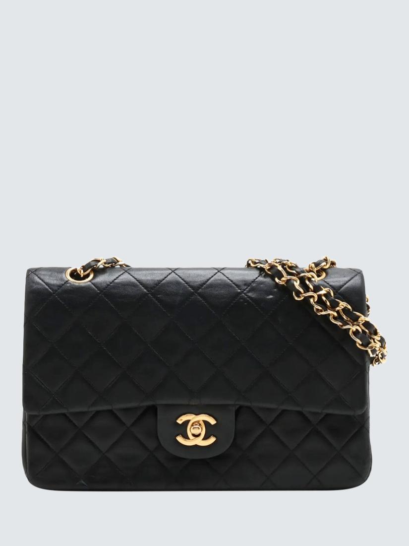 Pre-loved CHANEL Vintage 1986 Medium Lambskin Classic Double Flap Bag, Black
