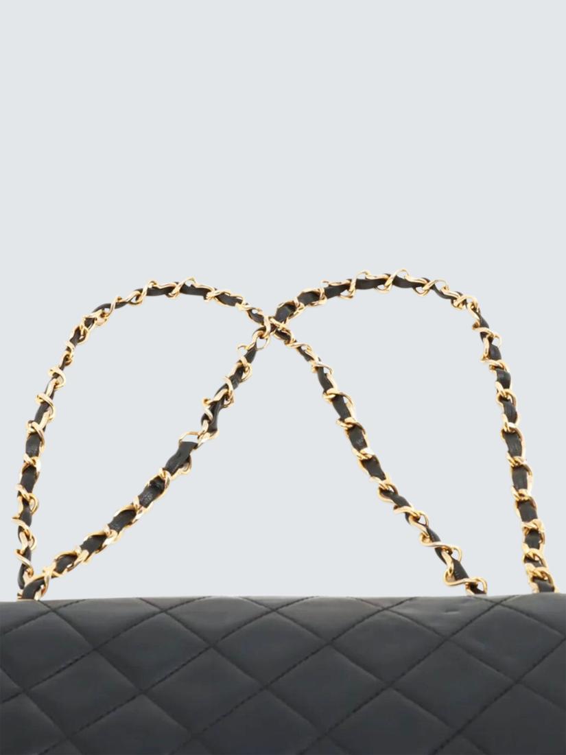 Pre-loved CHANEL Vintage 1986 Medium Lambskin Classic Double Flap Bag, Black