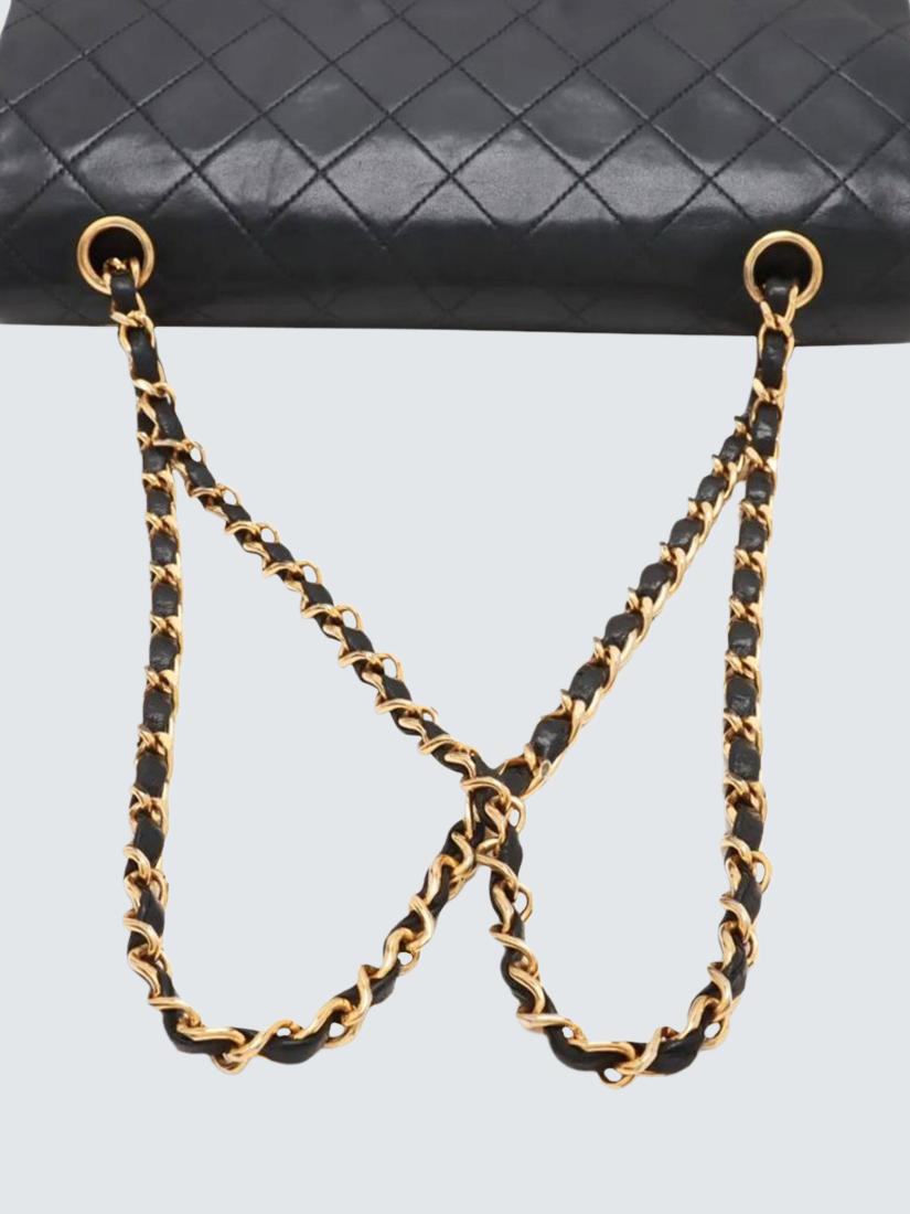 Pre-loved CHANEL Vintage 1991 Medium Lambskin Classic Double Flap Bag, Black