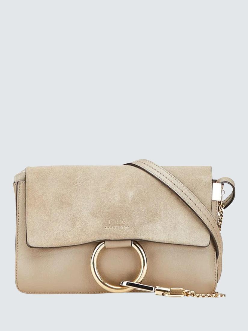 Pre-loved Chloé Faye Suede and Leather Shoulder Bag, Neutral